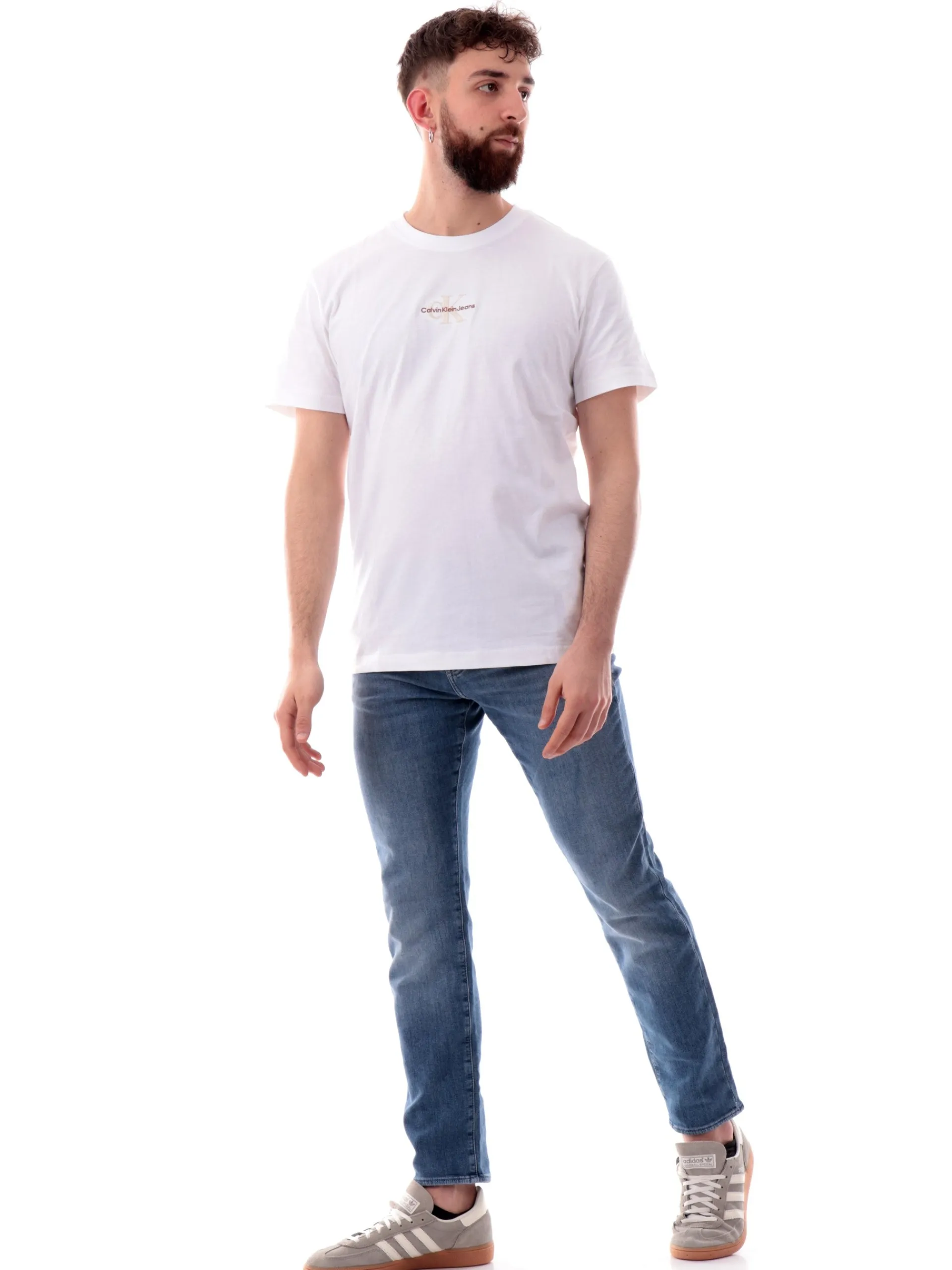 CALVIN KLEIN T-Shirt*Maglia bianca da uomo logo ricamato J30J325649