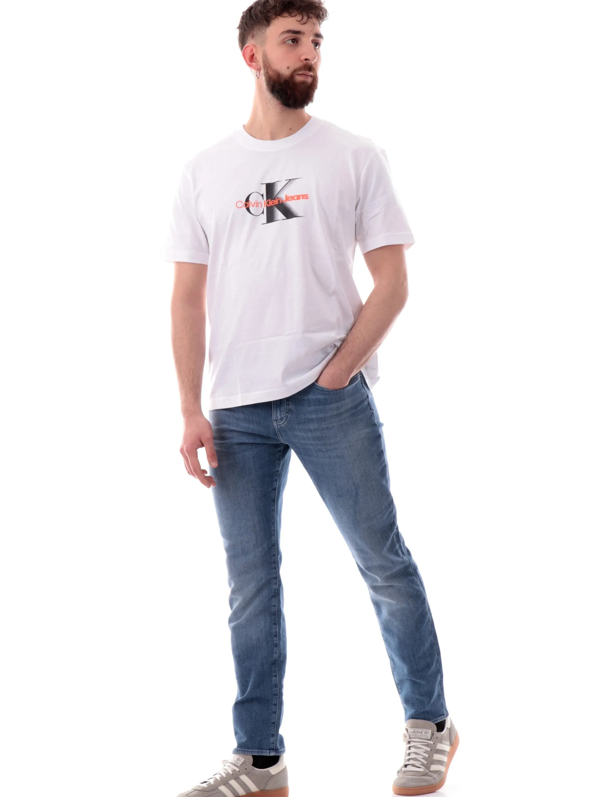 CALVIN KLEIN T-Shirt*Maglia bianca da uomo maxi logo Shift J30J327471