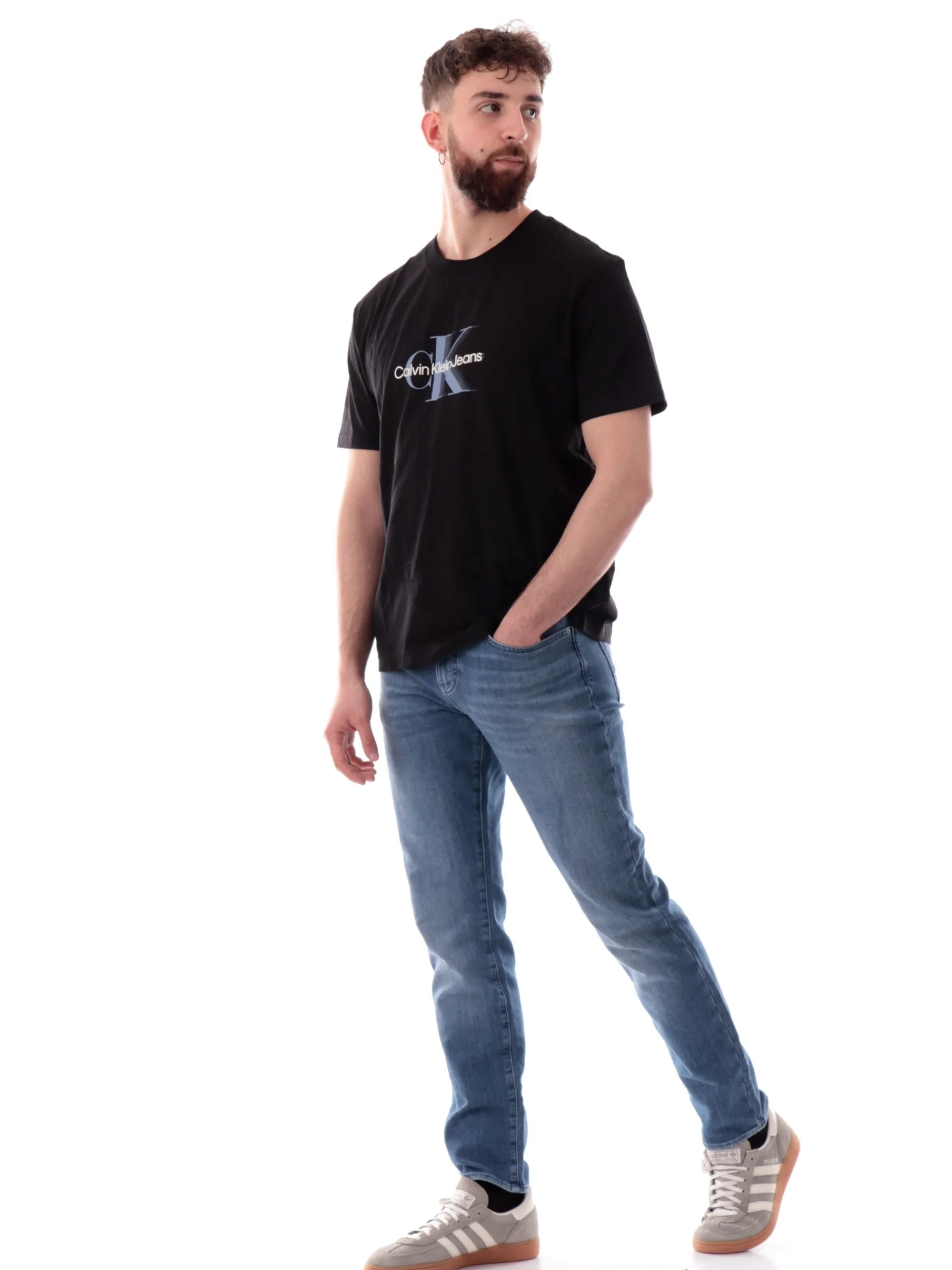 CALVIN KLEIN T-Shirt*Maglia nera da uomo maxi logo Shift J30J327471