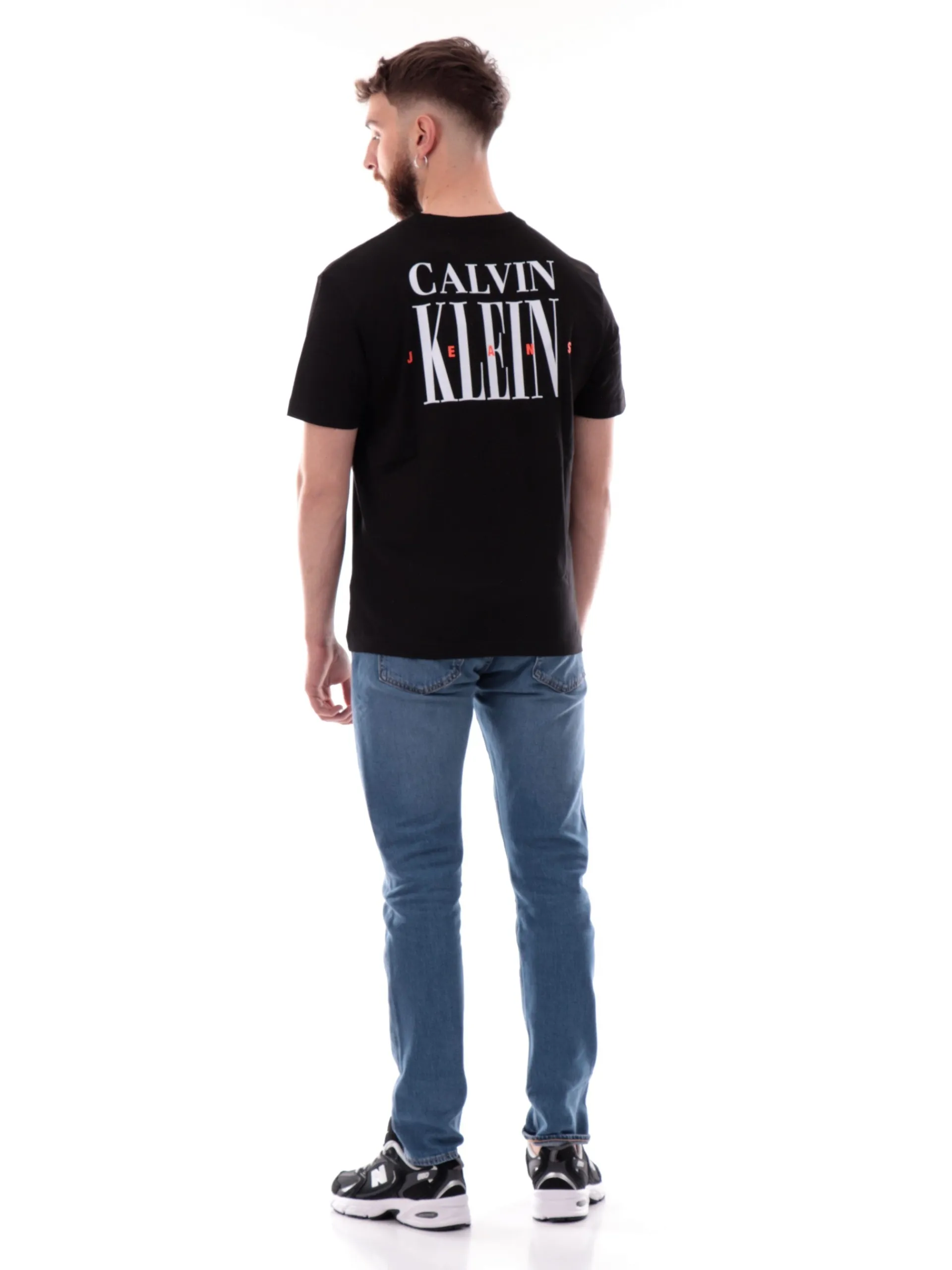 CALVIN KLEIN T-Shirt*Maglia nera da uomo maxi stampa CK sul lato posteriore J30J327473