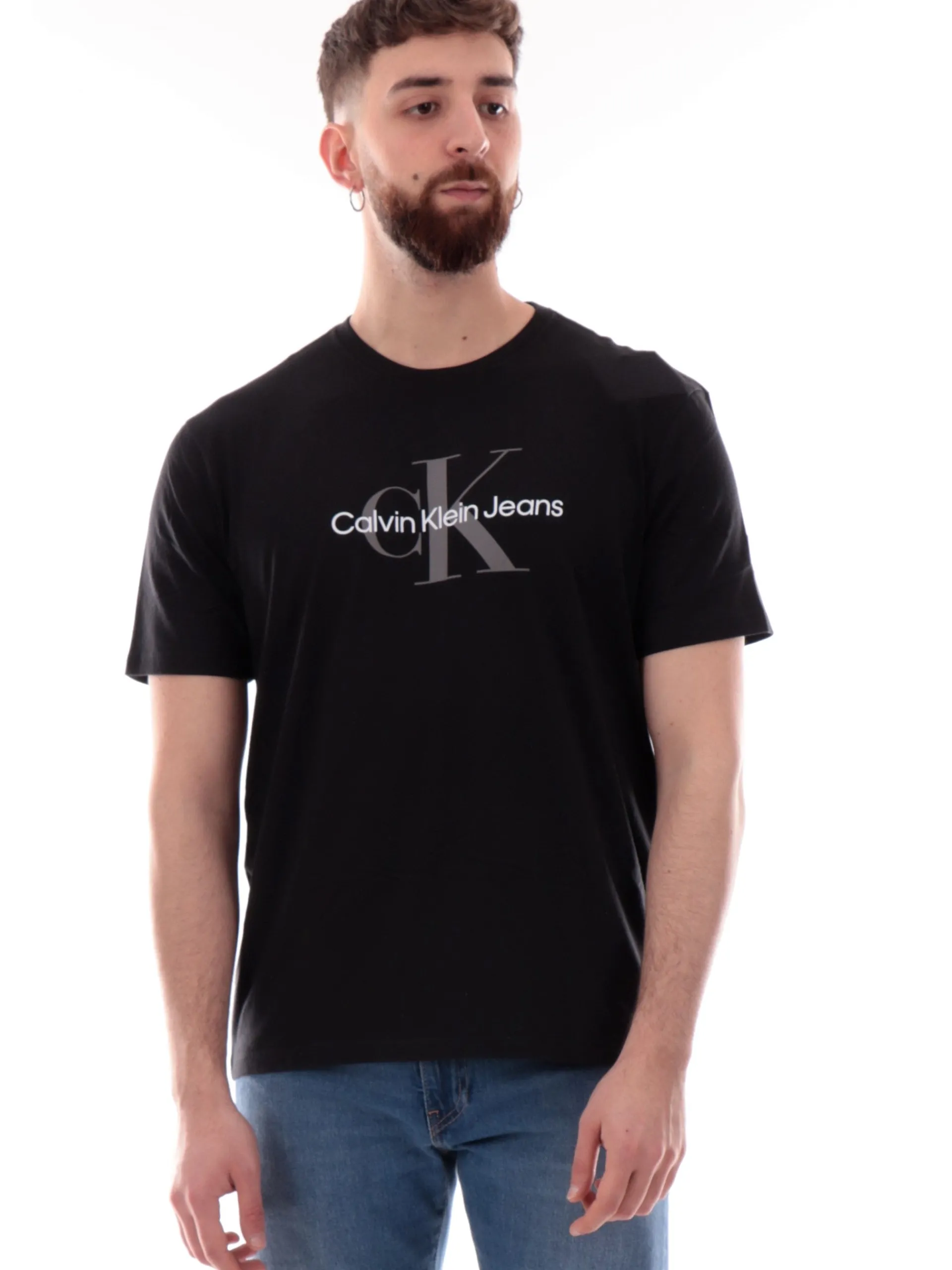 CALVIN KLEIN T-Shirt*Maglia nera da uomo maxi logo Hero 30S LV040EM286