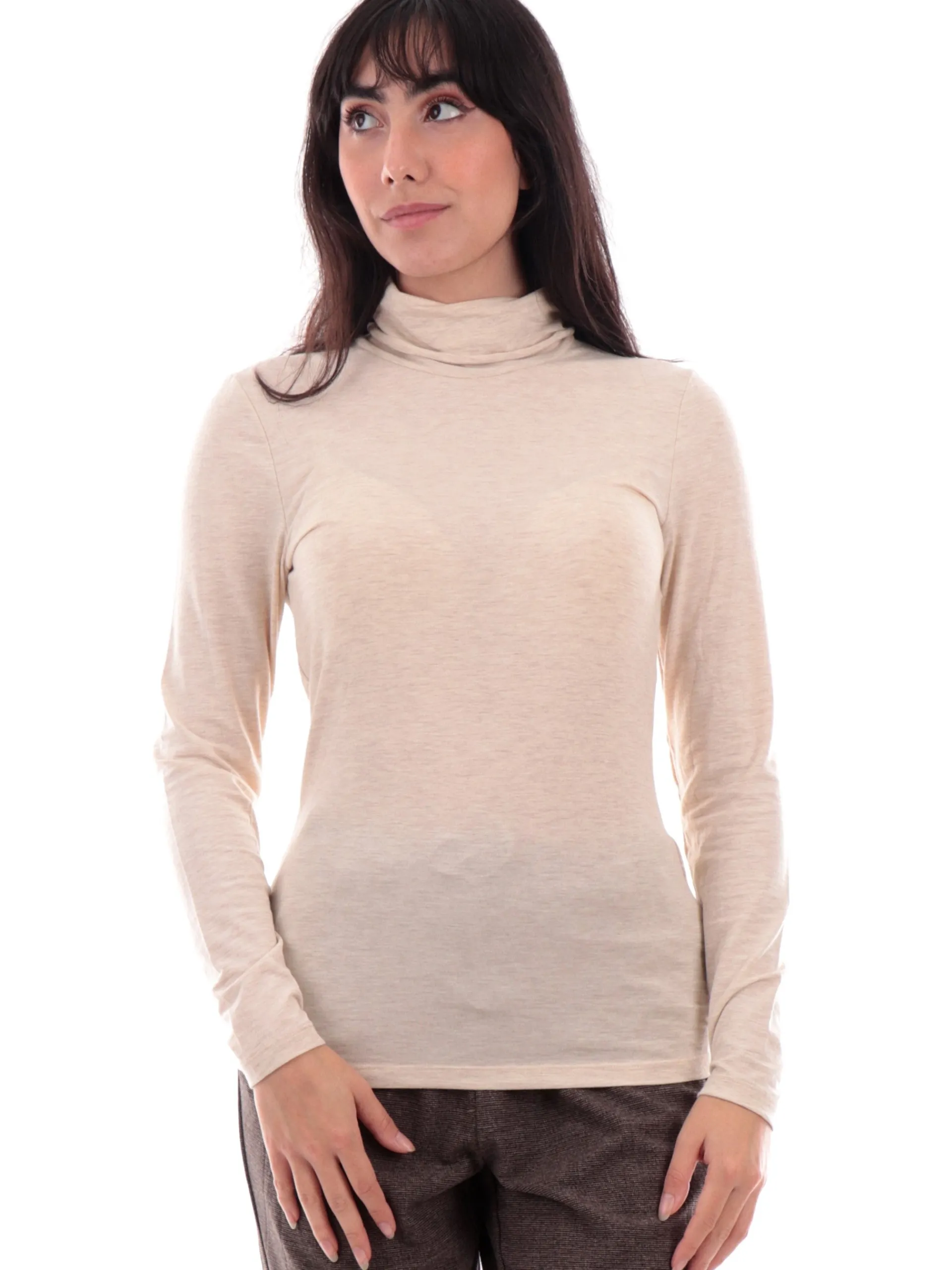 ONLY Maglie*Maglia collo alto beige dolcevita da Donna 15330651