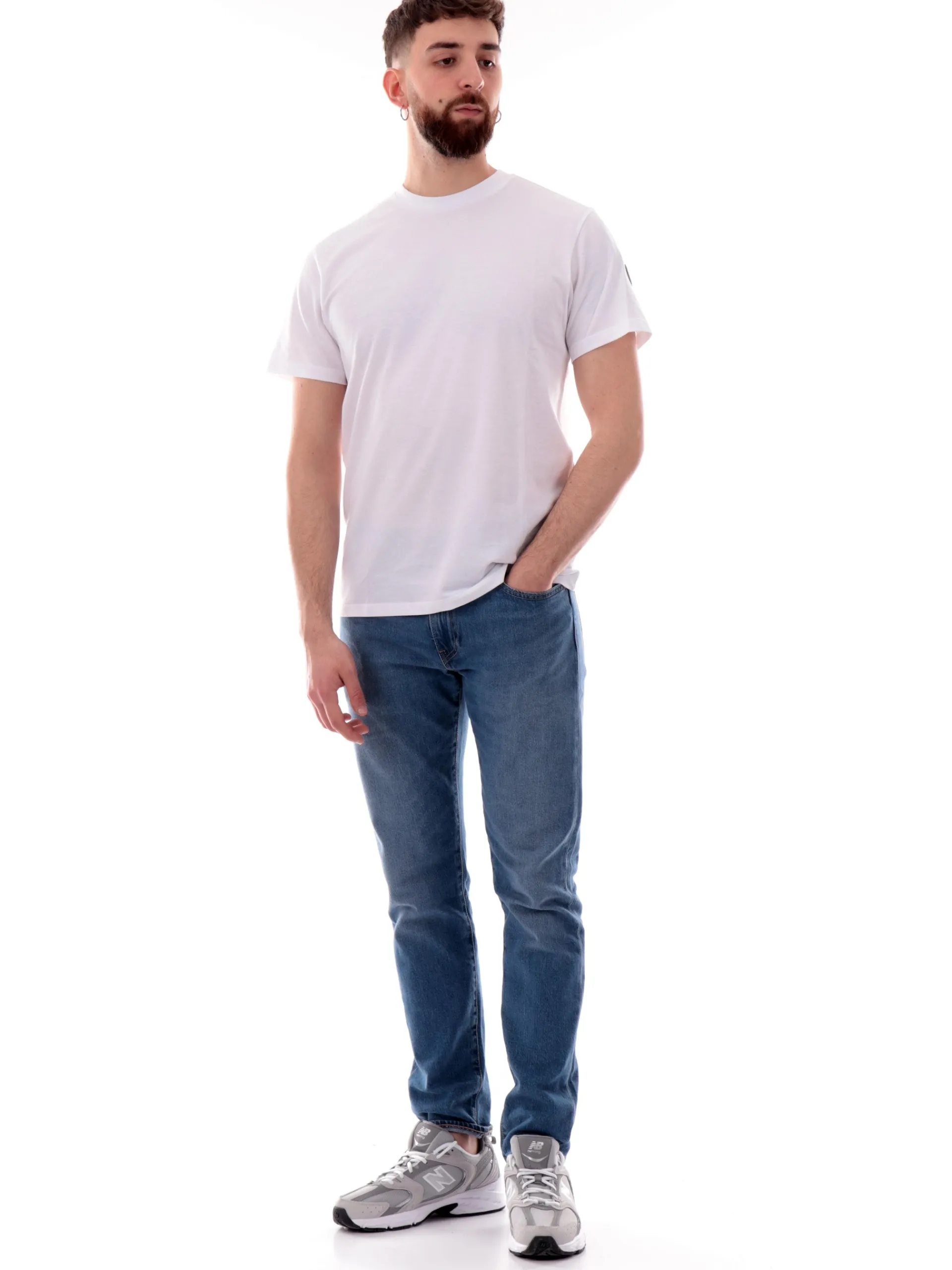 COLMAR T-Shirt*Maglia bianca girocollo da uomo con patch gommato 75207XH
