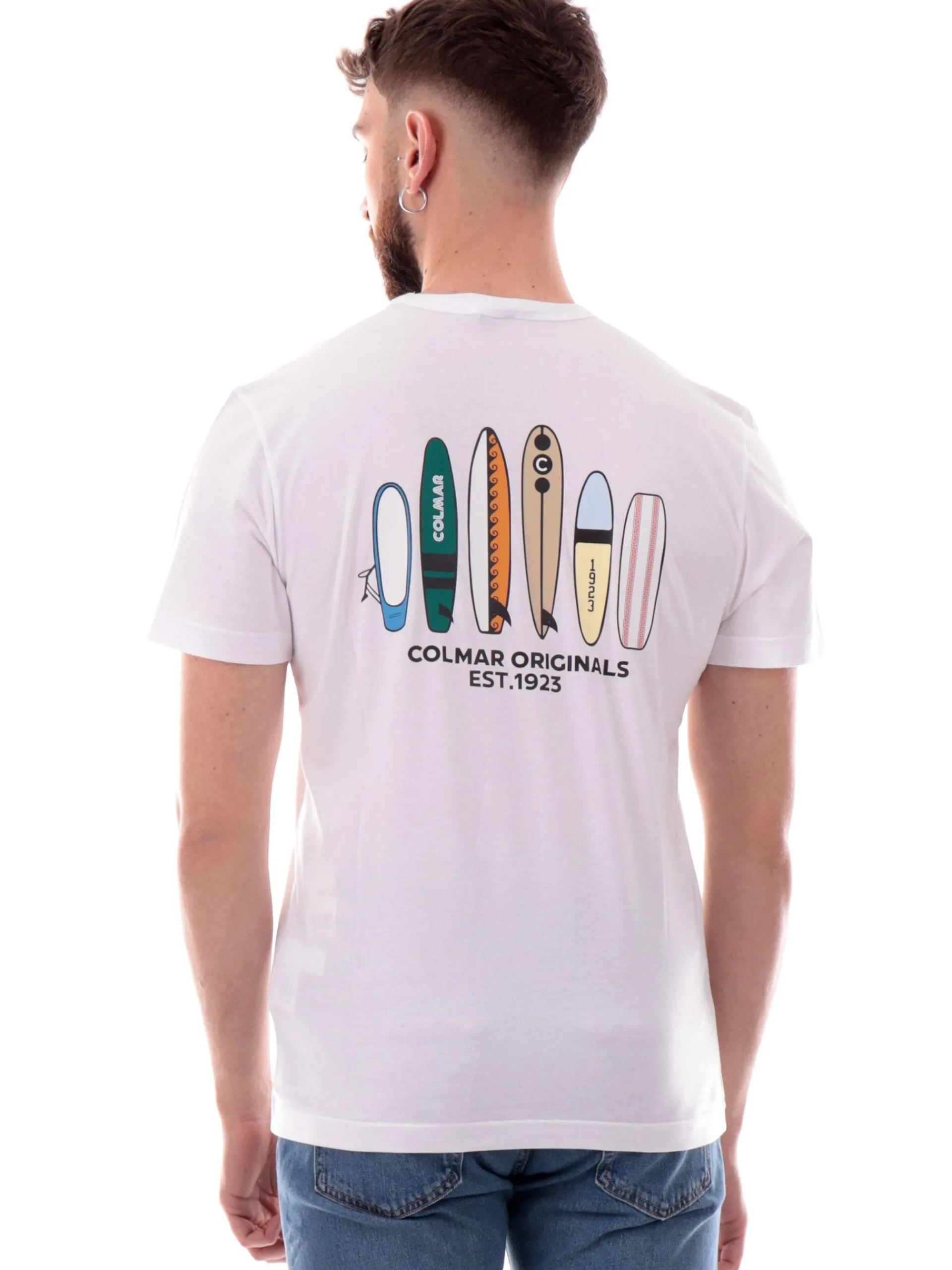 COLMAR T-Shirt*Maglia bianca girocollo da uomo maxi stampa posteriore 75436SH