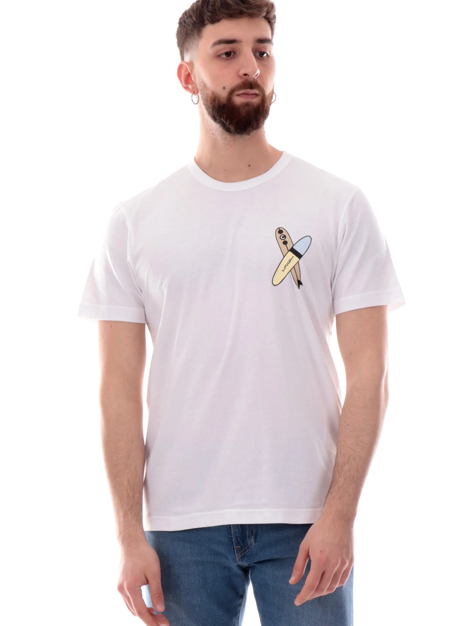 COLMAR T-Shirt*Maglia bianca girocollo da uomo maxi stampa posteriore 75436SH