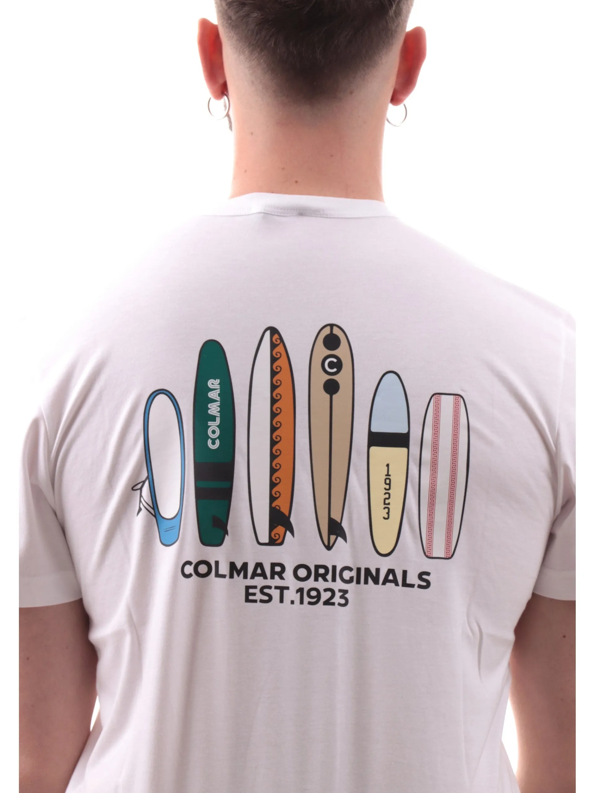 COLMAR T-Shirt*Maglia bianca girocollo da uomo maxi stampa posteriore 75436SH