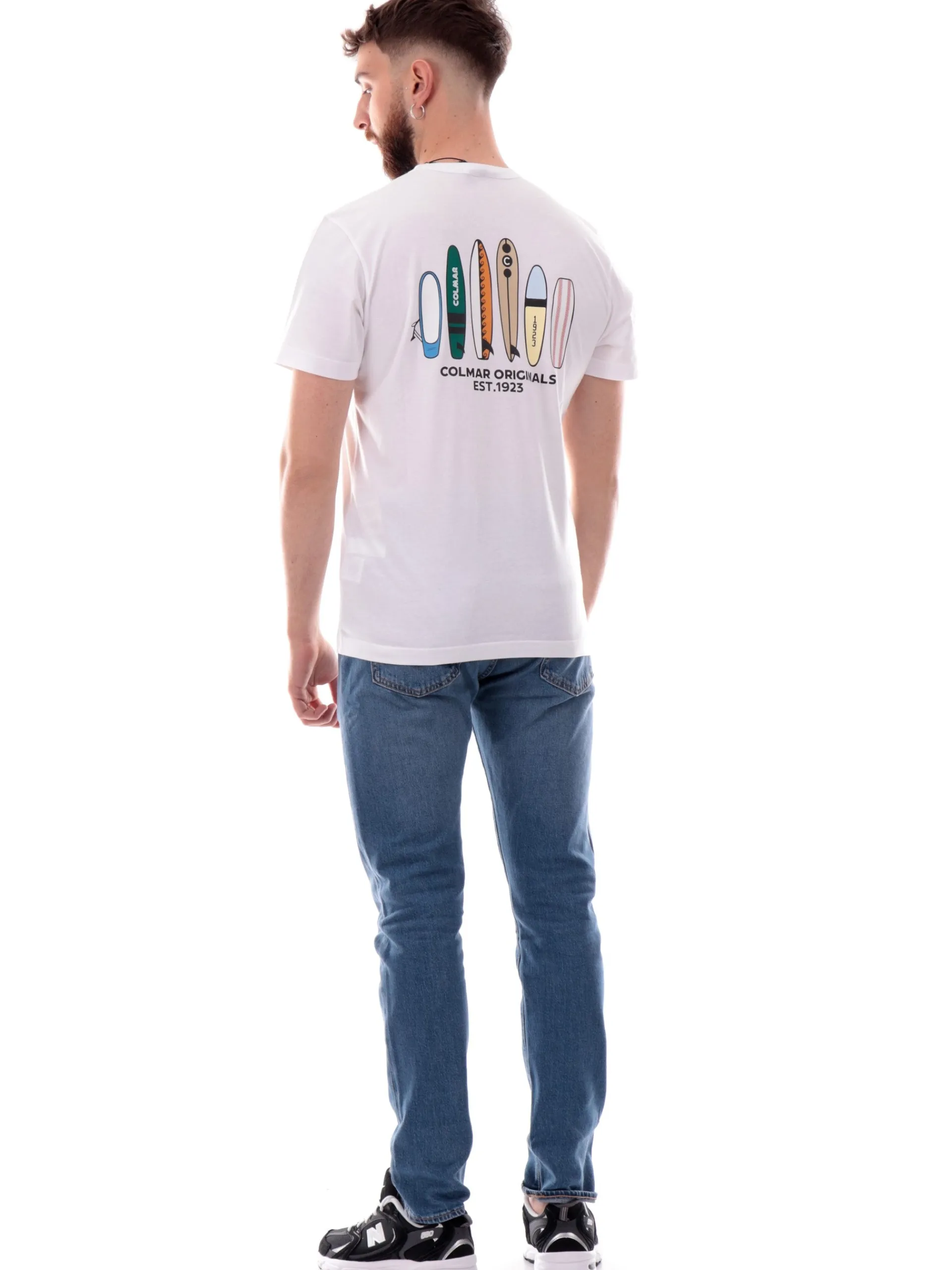 COLMAR T-Shirt*Maglia bianca girocollo da uomo maxi stampa posteriore 75436SH