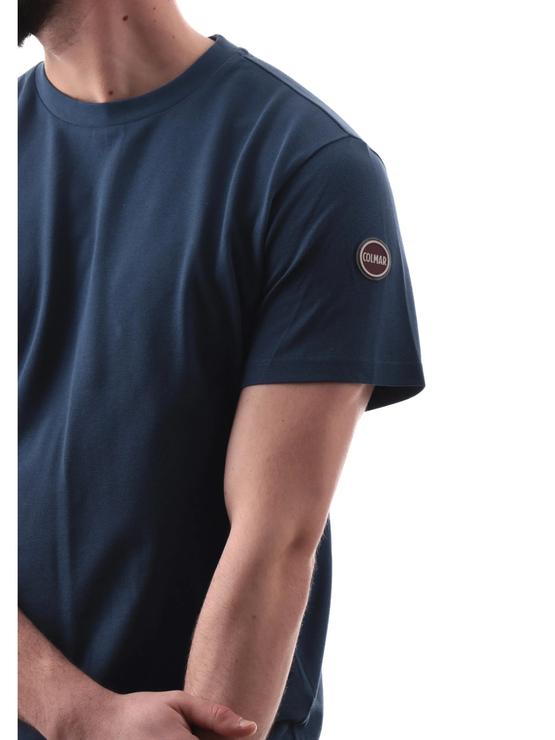 COLMAR T-Shirt*Maglia blu girocollo da uomo con patch gommato 75207XH