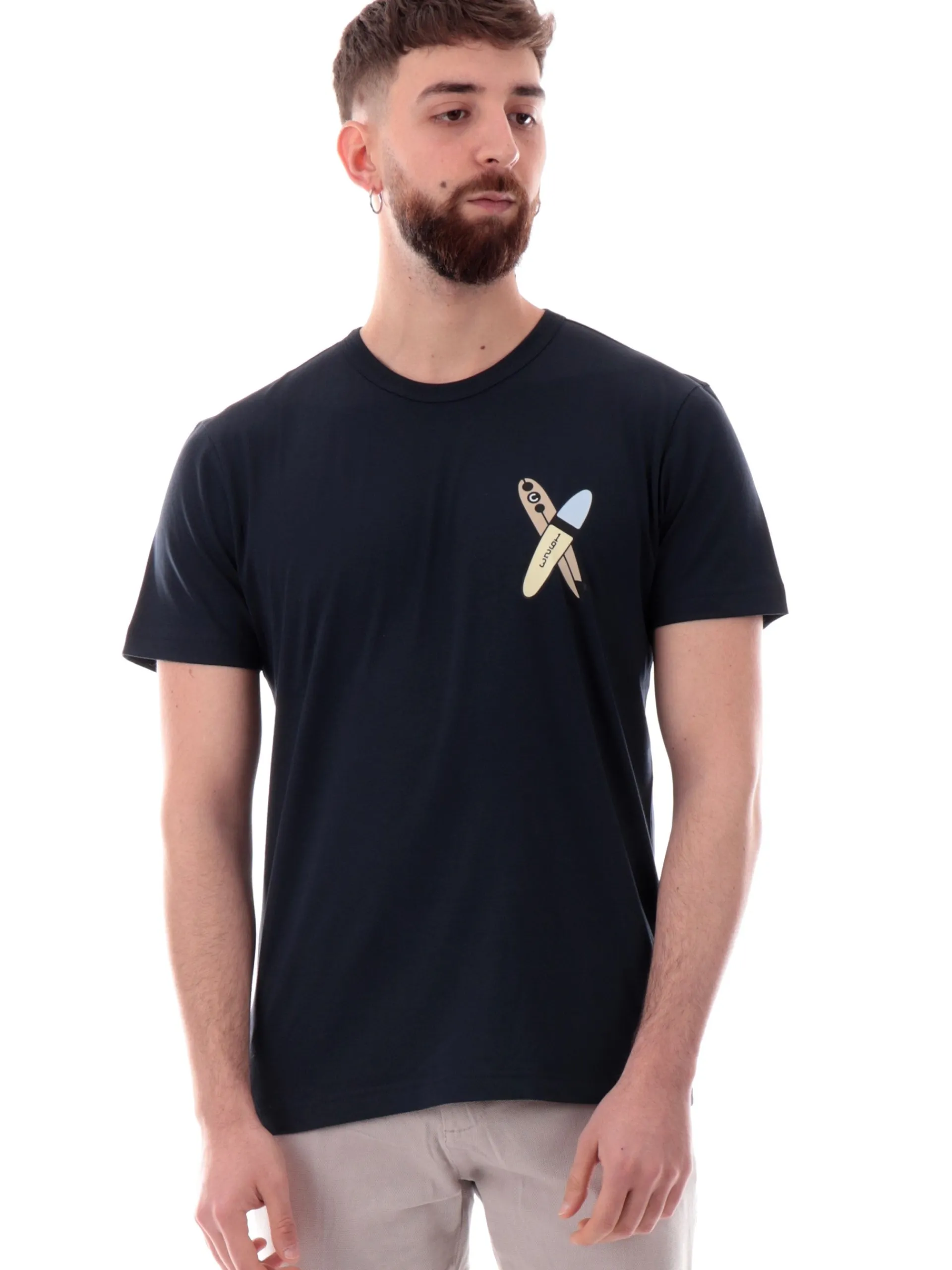 COLMAR T-Shirt*Maglia blu girocollo da uomo maxi stampa posteriore 75436SH