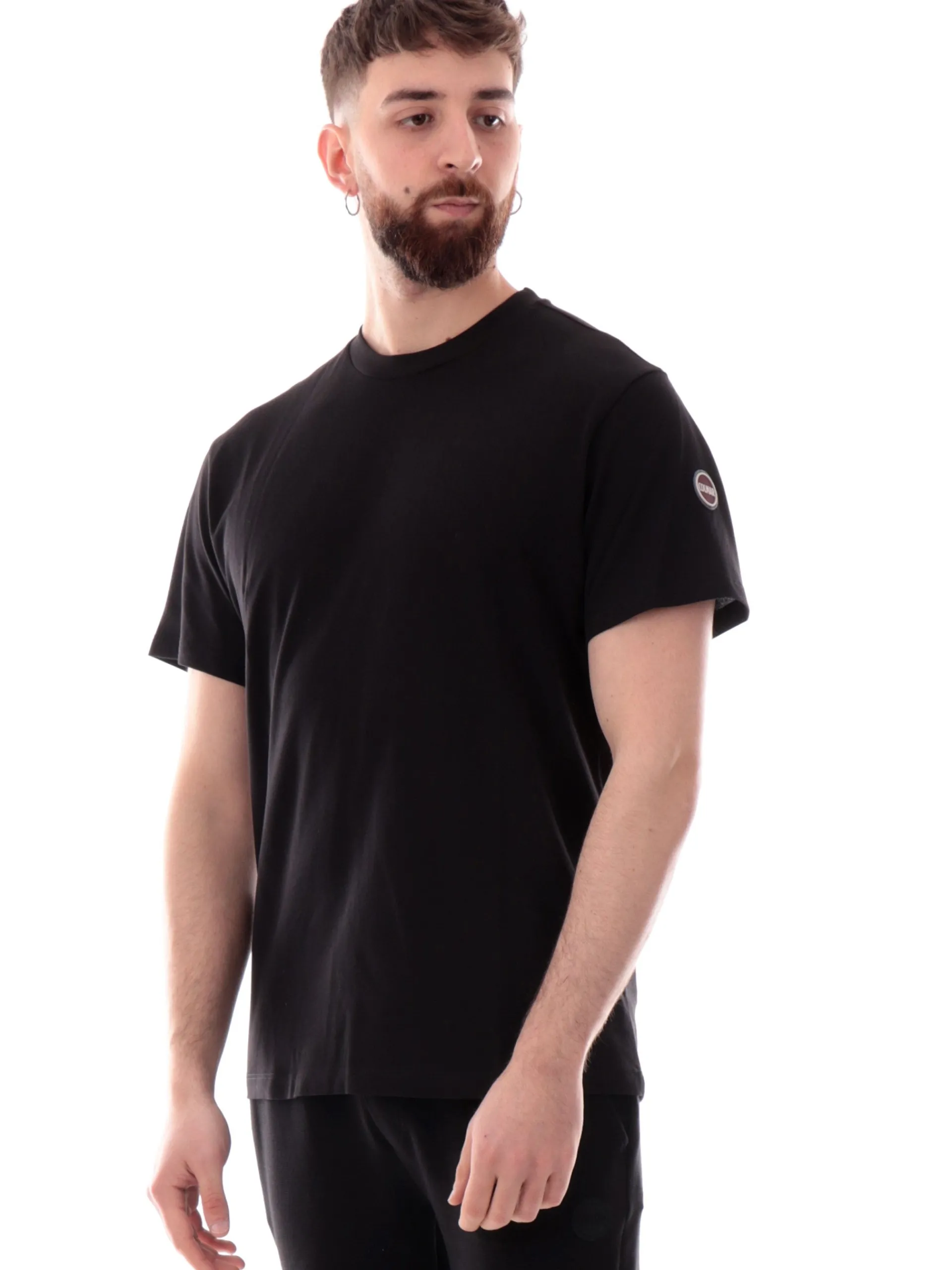 COLMAR T-Shirt*Maglia nera girocollo da uomo con patch gommato 75207XH
