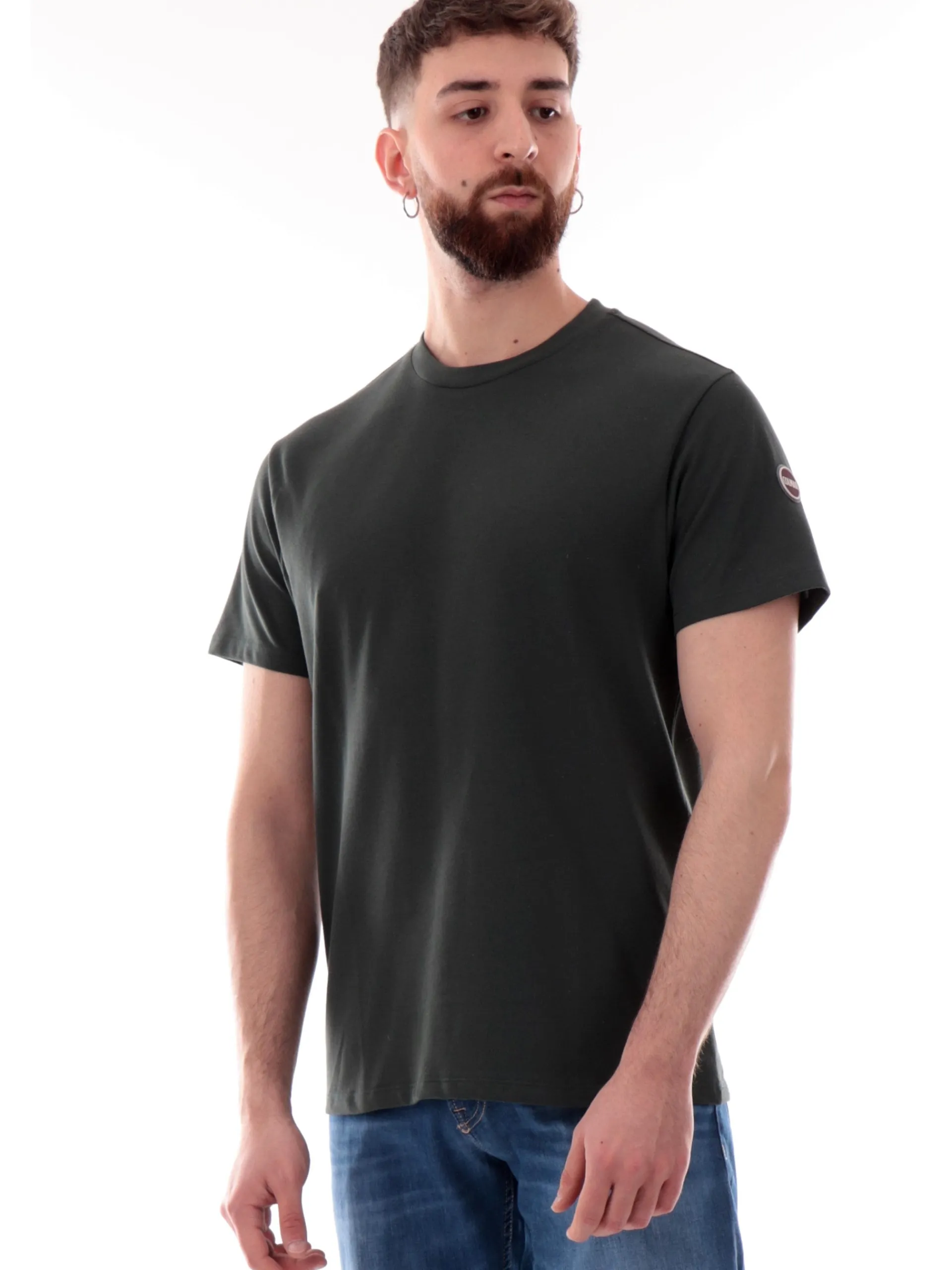 COLMAR T-Shirt*Maglia verde girocollo da uomo con patch gommato 75207XH