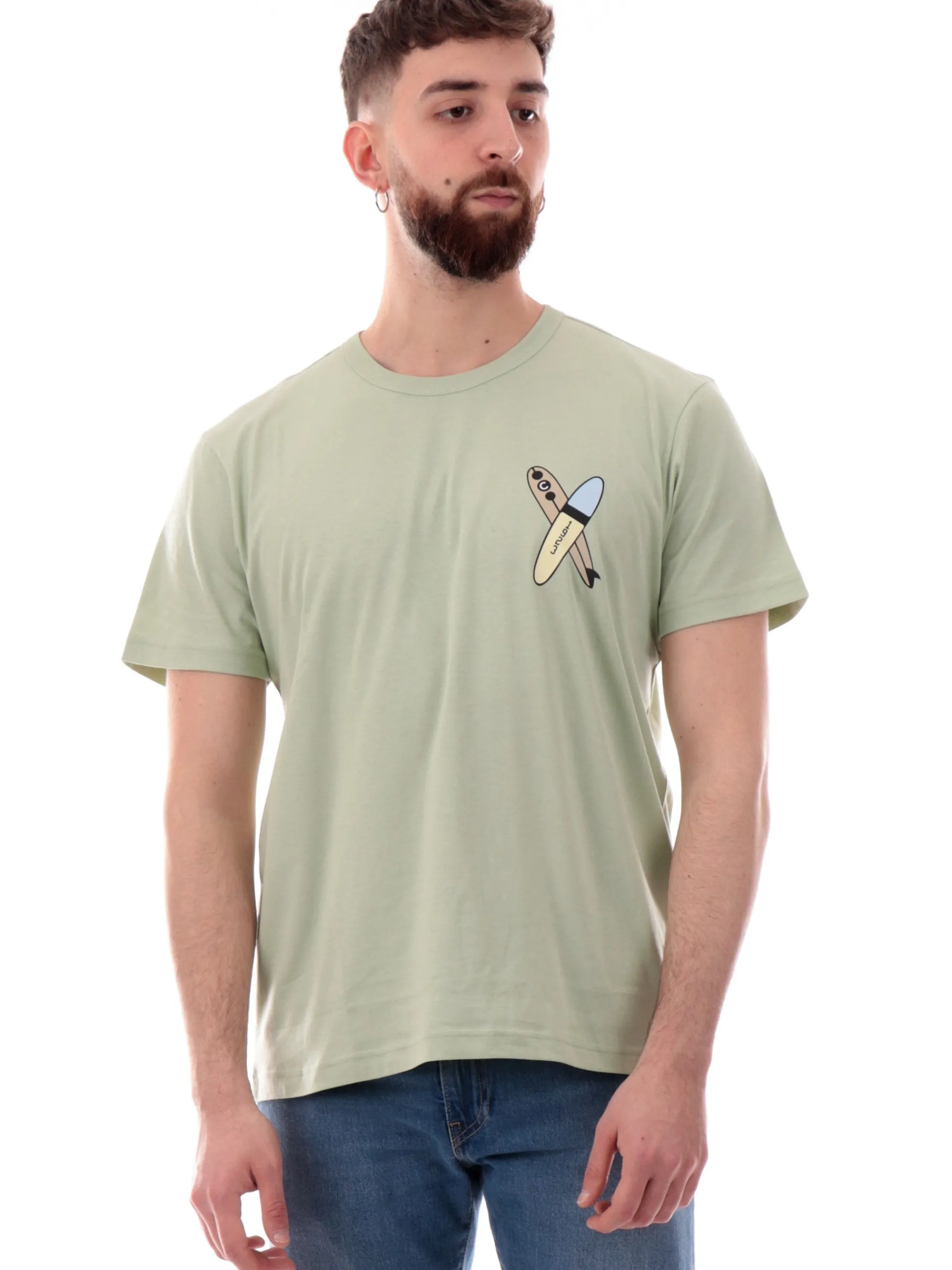 COLMAR T-Shirt*Maglia verde girocollo da uomo maxi stampa posteriore 75436SH