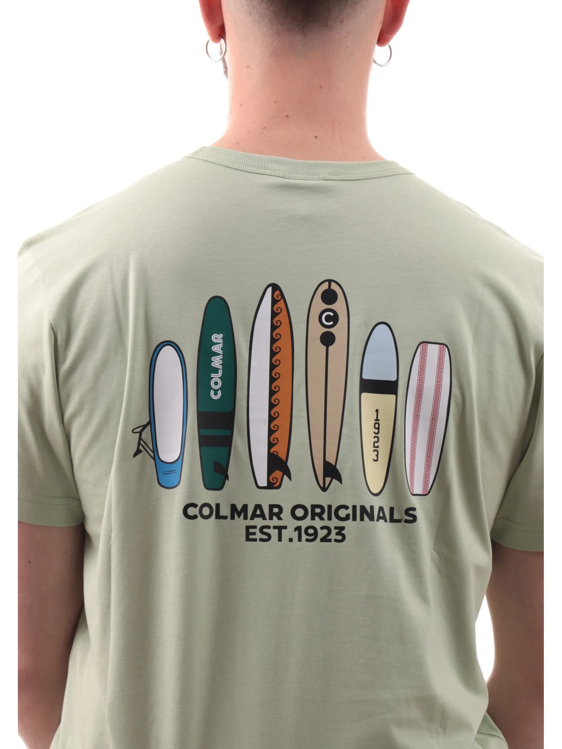 COLMAR T-Shirt*Maglia verde girocollo da uomo maxi stampa posteriore 75436SH