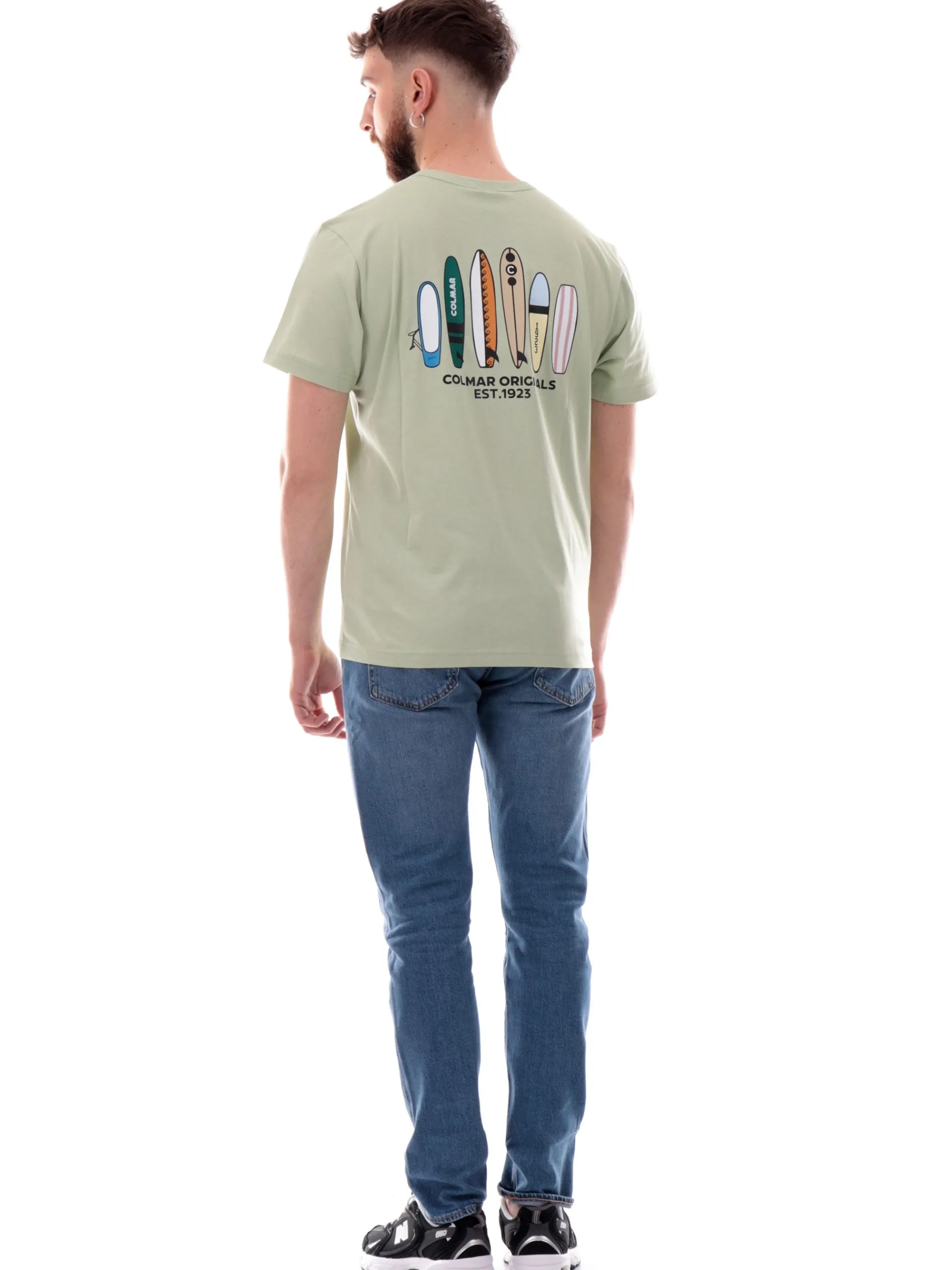 COLMAR T-Shirt*Maglia verde girocollo da uomo maxi stampa posteriore 75436SH