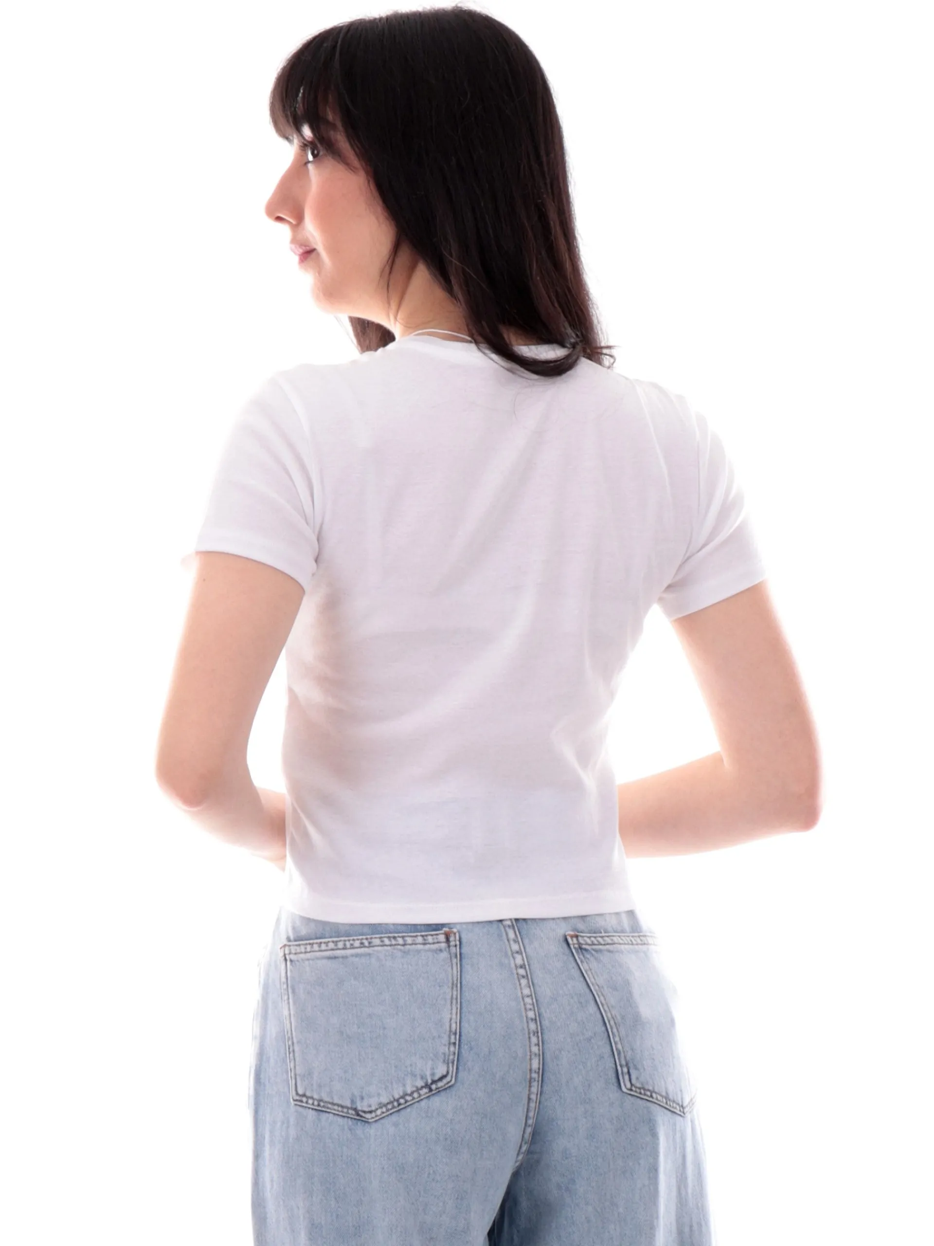 ONLY Maglie*Maglia crop bianca da donna ciliegia con strass 15346419