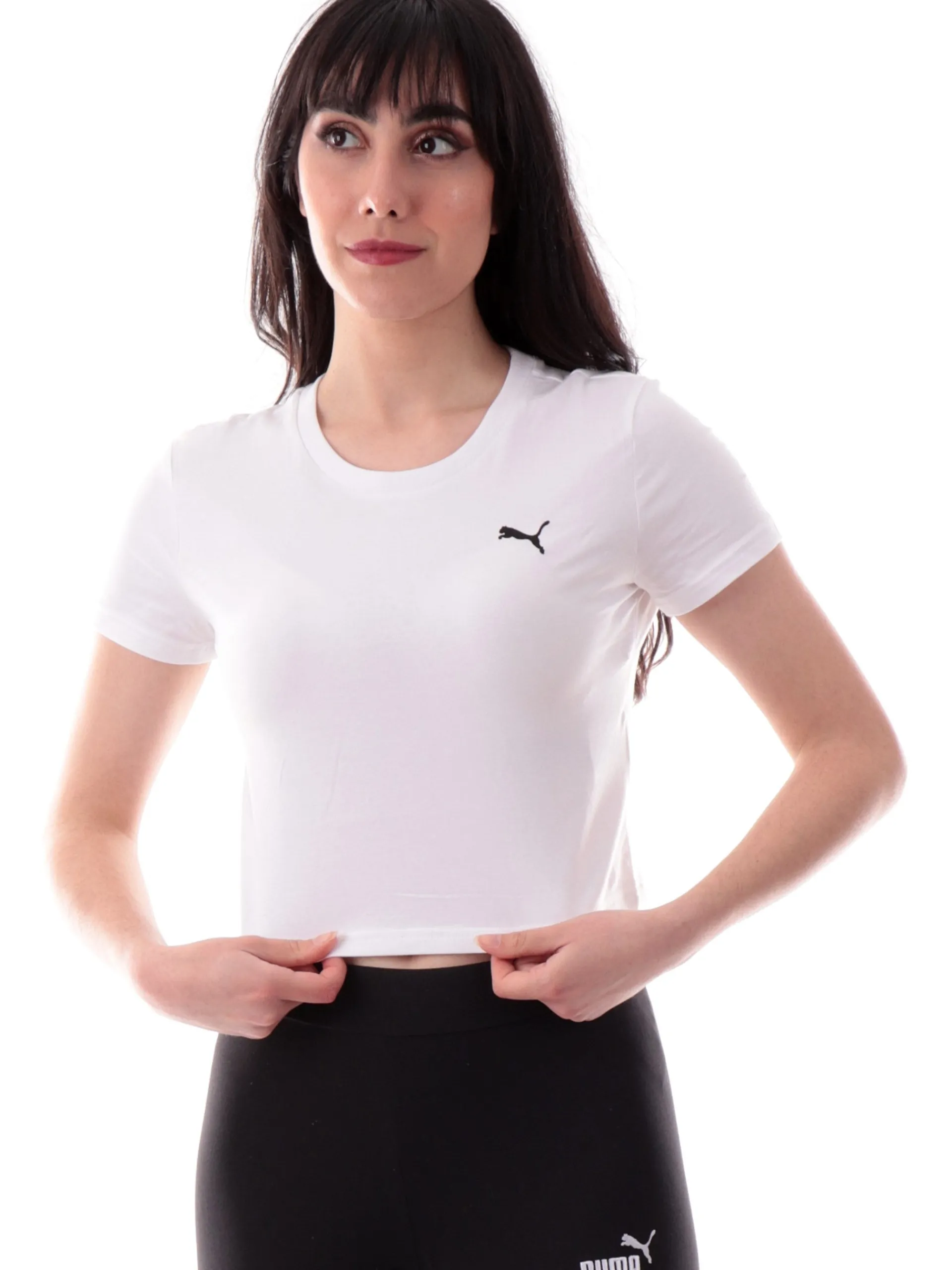PUMA T-Shirt*Maglia crop bianca da donna logo ricamato 629745