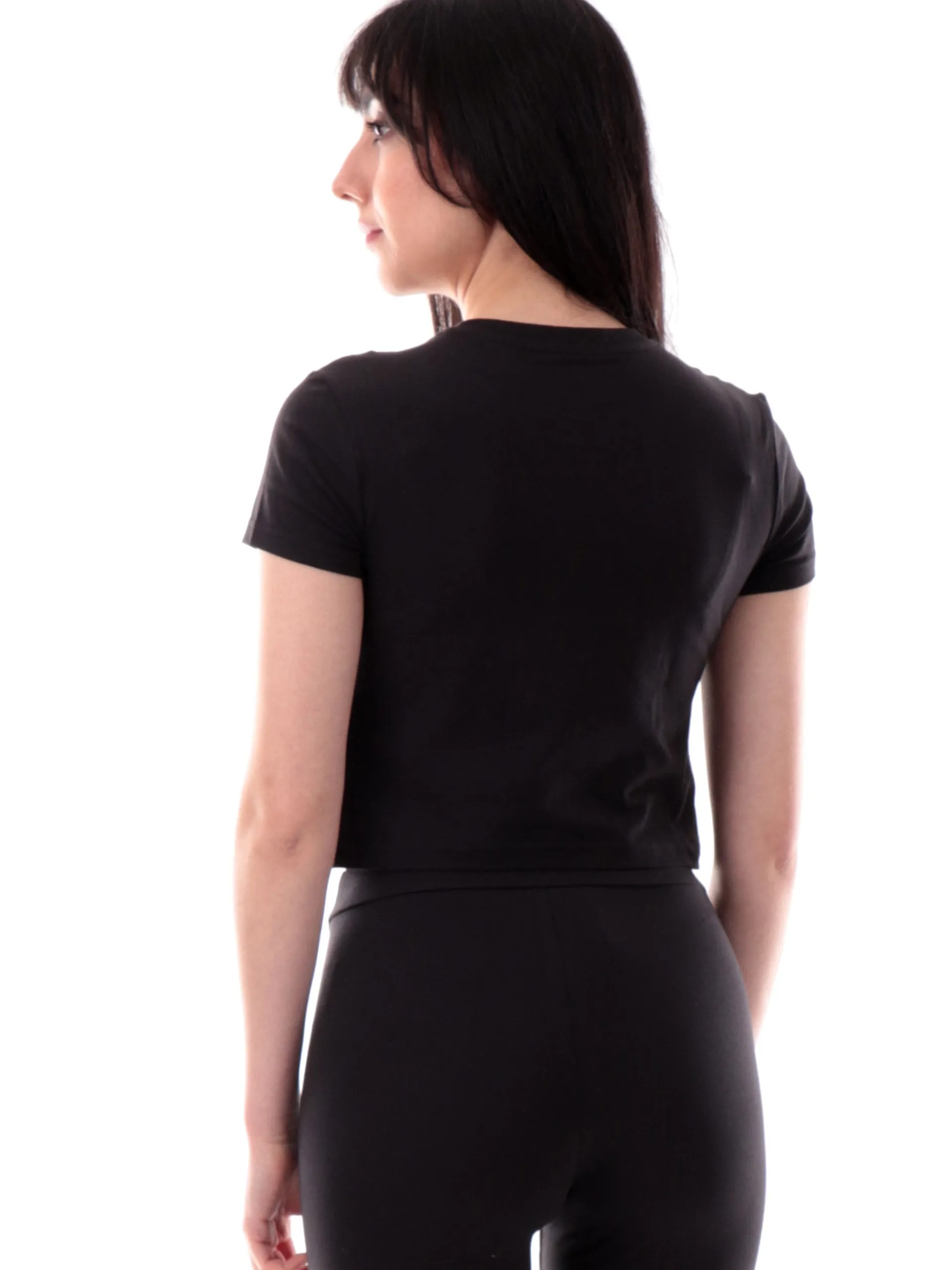 PUMA T-Shirt*Maglia crop nera da donna logo ricamato 629745