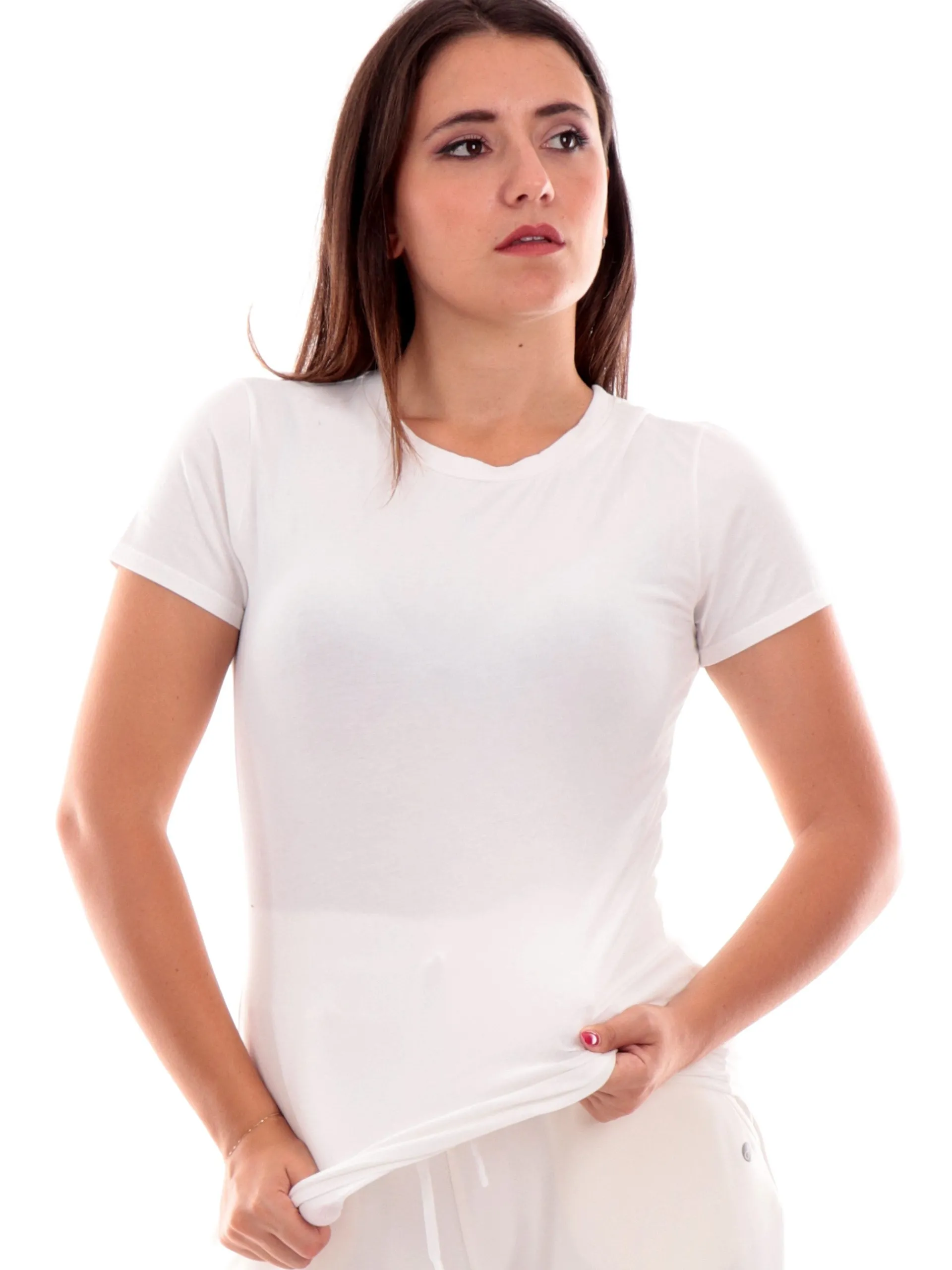 DEHA T-Shirt*Maglia Bianca da Donna maniche corte strech A0015018