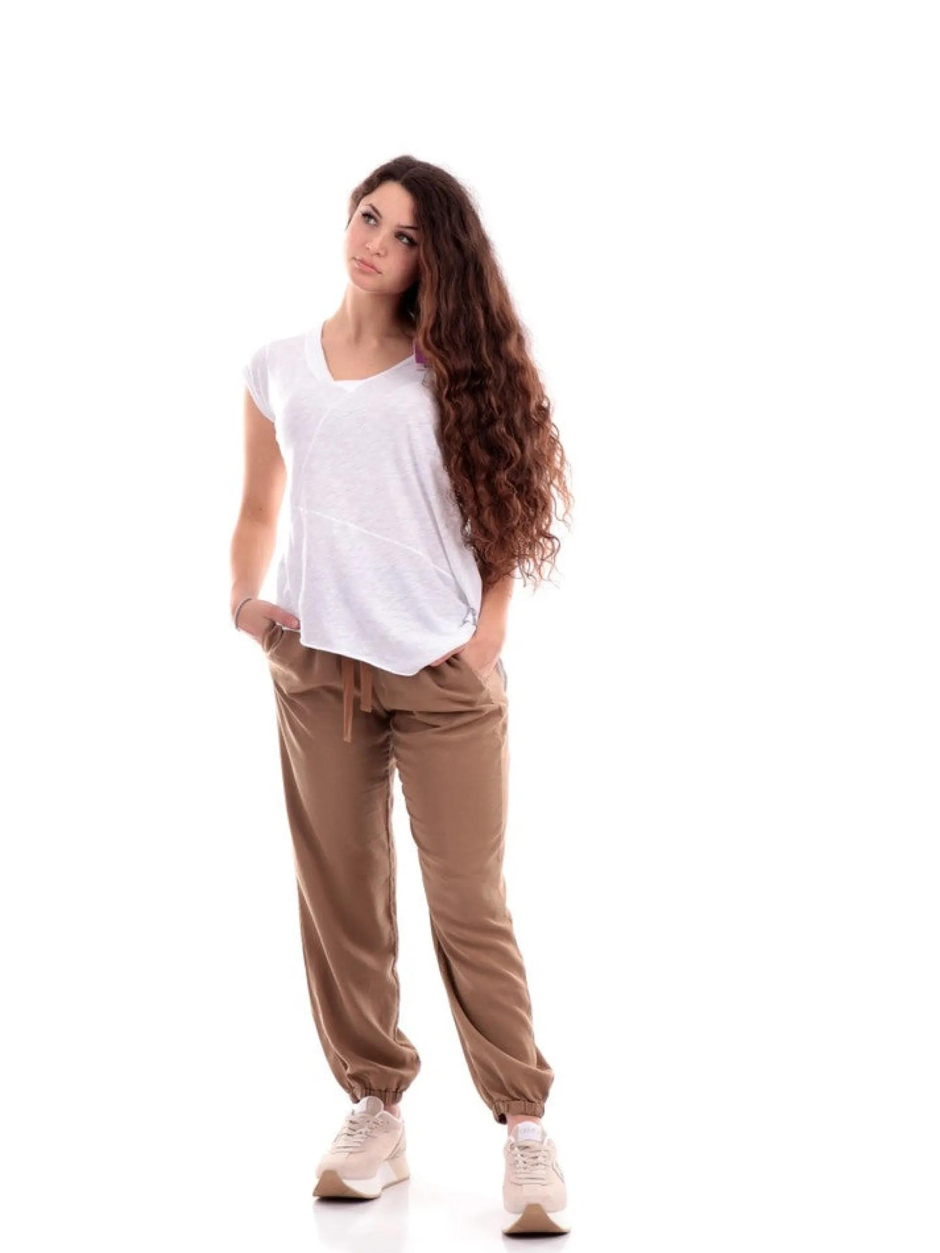 DEHA T-Shirt*Maglia bianca scollo a V da Donna asimmetrica D024641