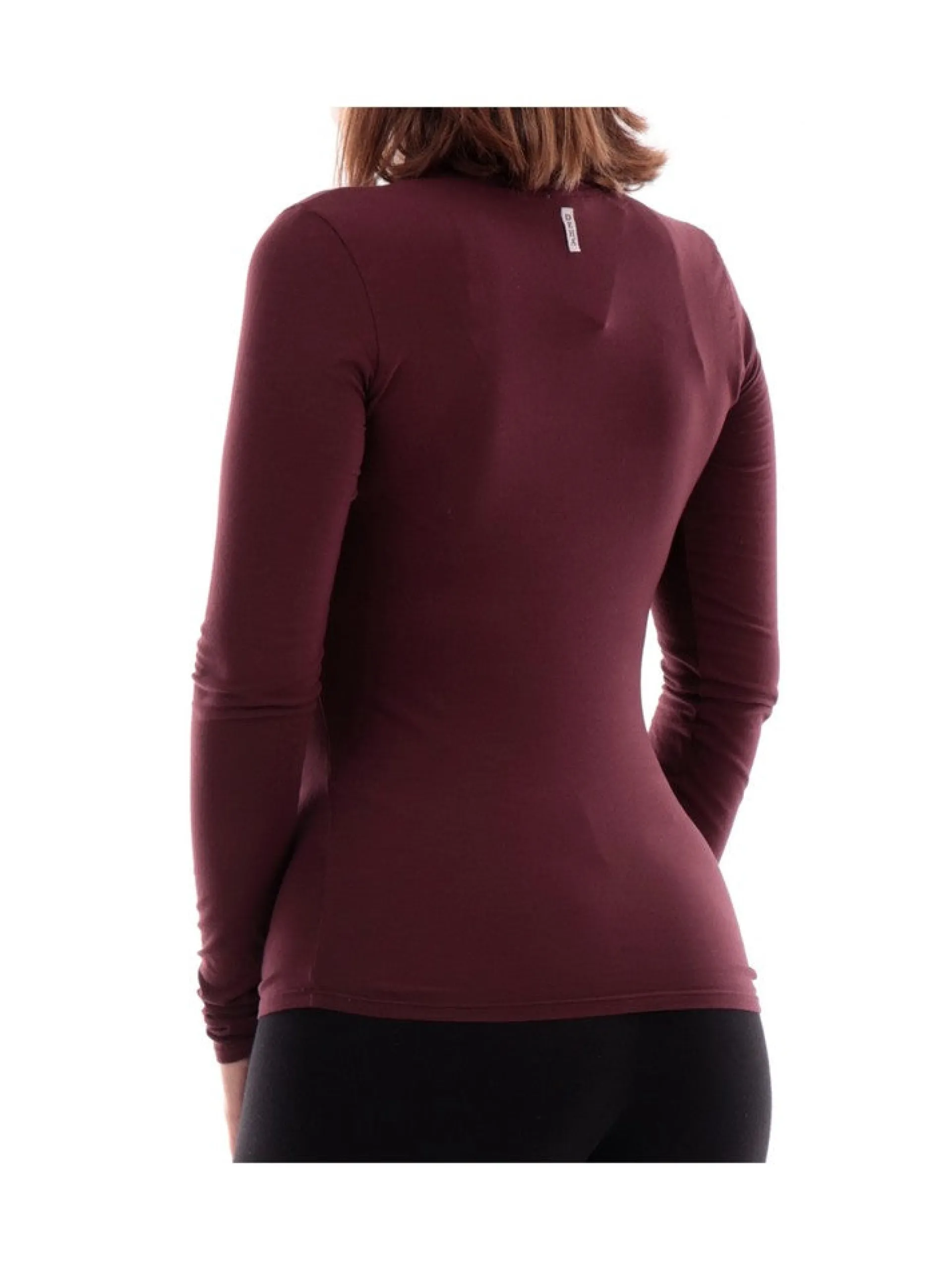 DEHA T-Shirt*Maglia Bordeaux donna a Maniche Lunghe con stampa oro D9312