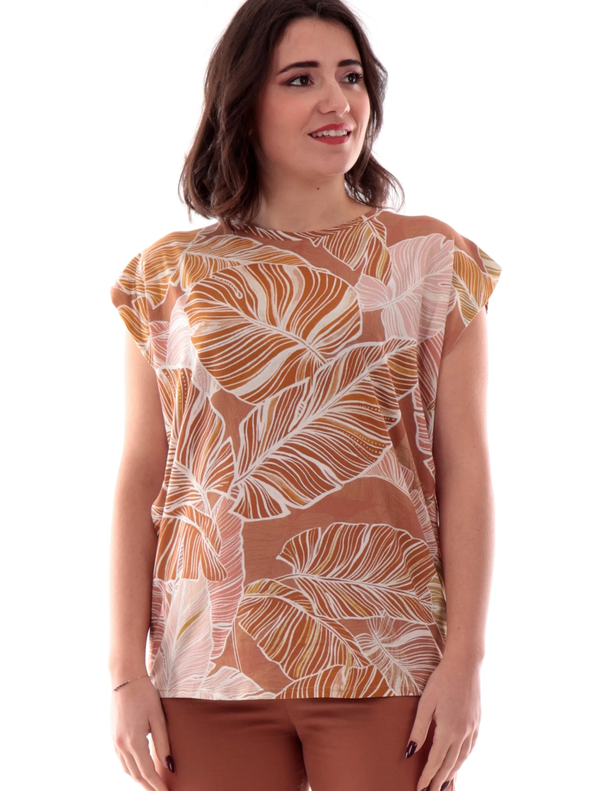 DEHA T-Shirt*Maglia fantasia floreale beige da donna D2208037703