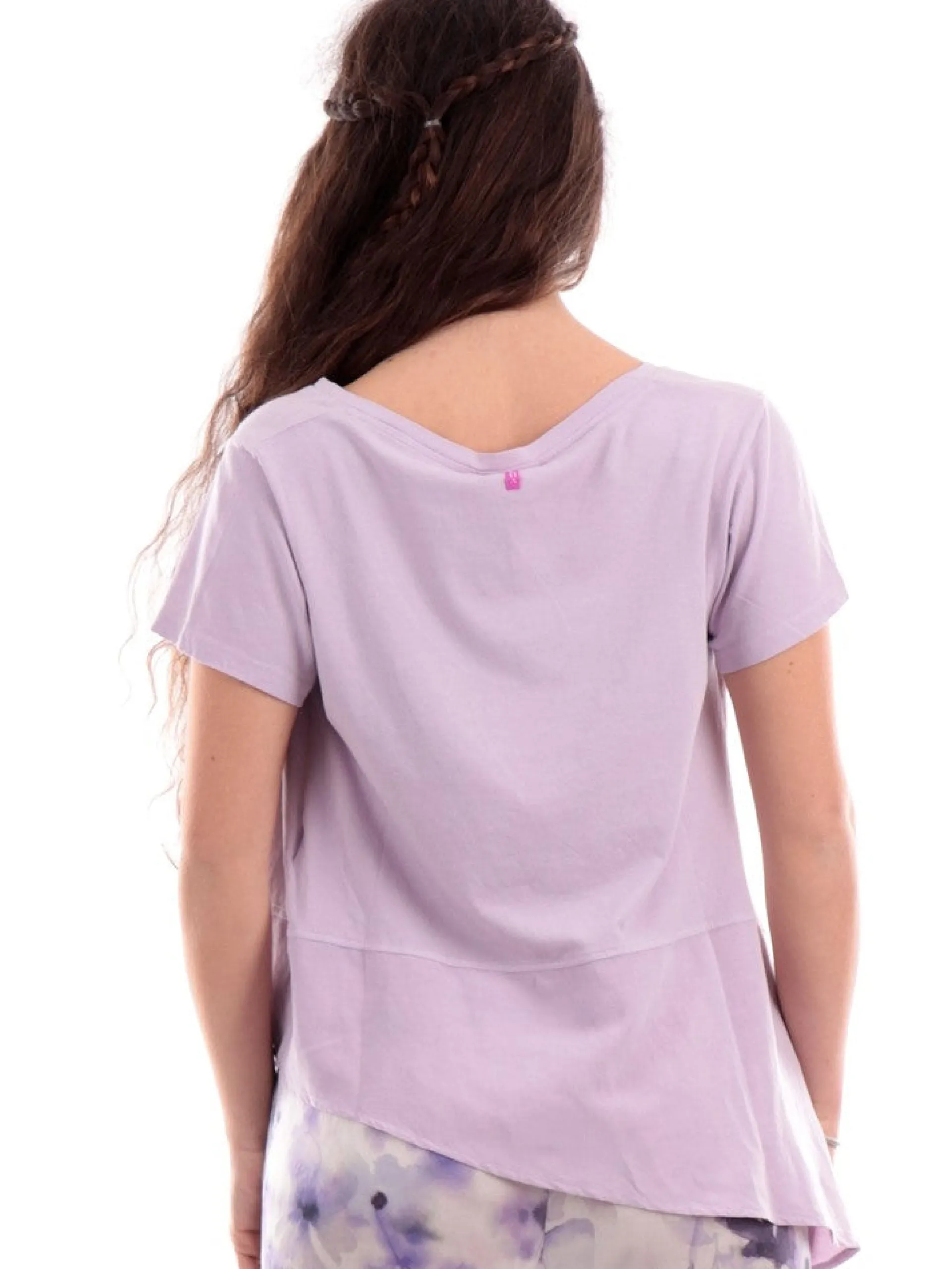 DEHA T-Shirt*Maglia lilla da donna fondo asimmetrico svasato D0220212