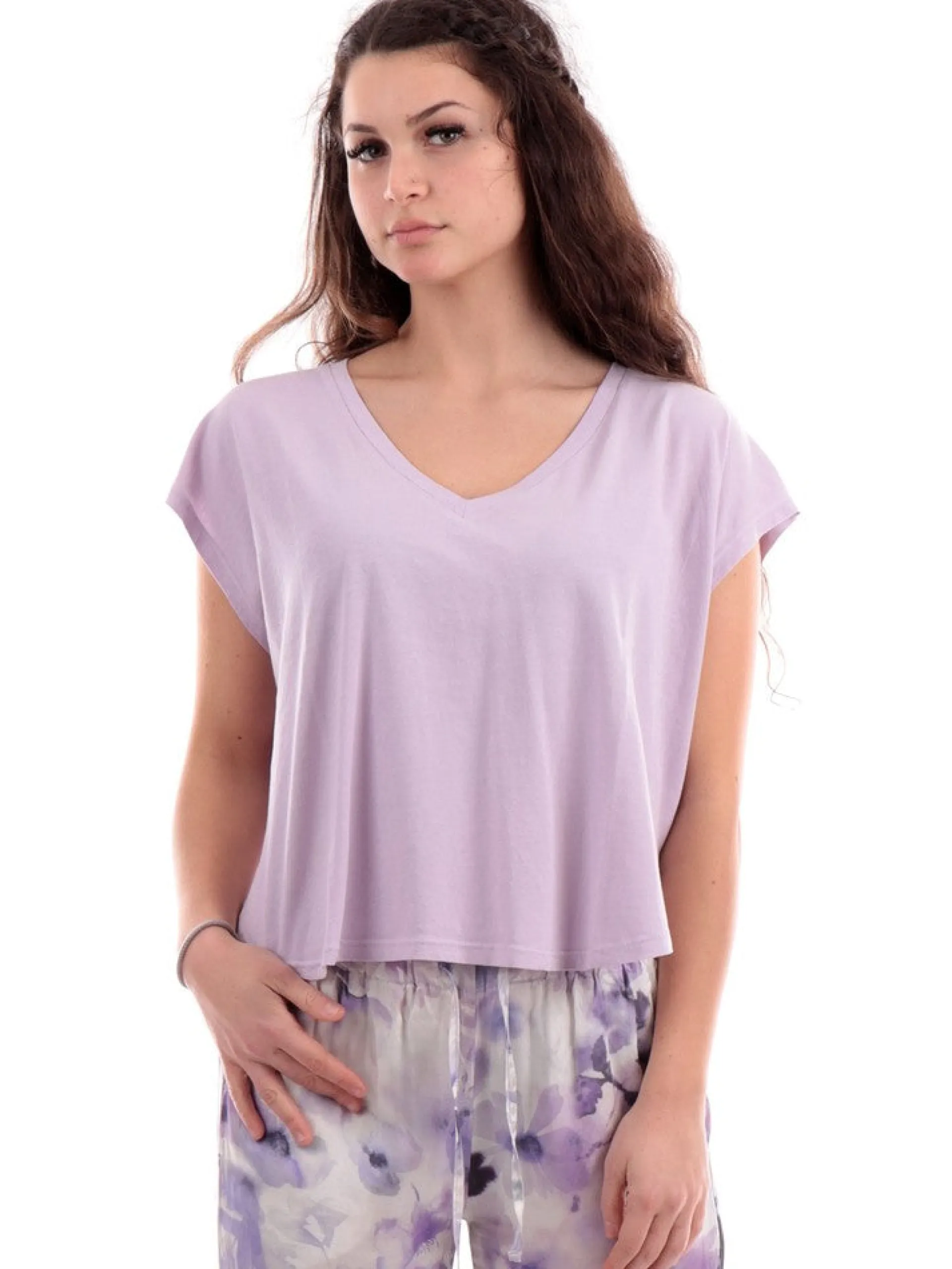 DEHA T-Shirt*Maglia lilla da Donna over fit ampia crop A006821