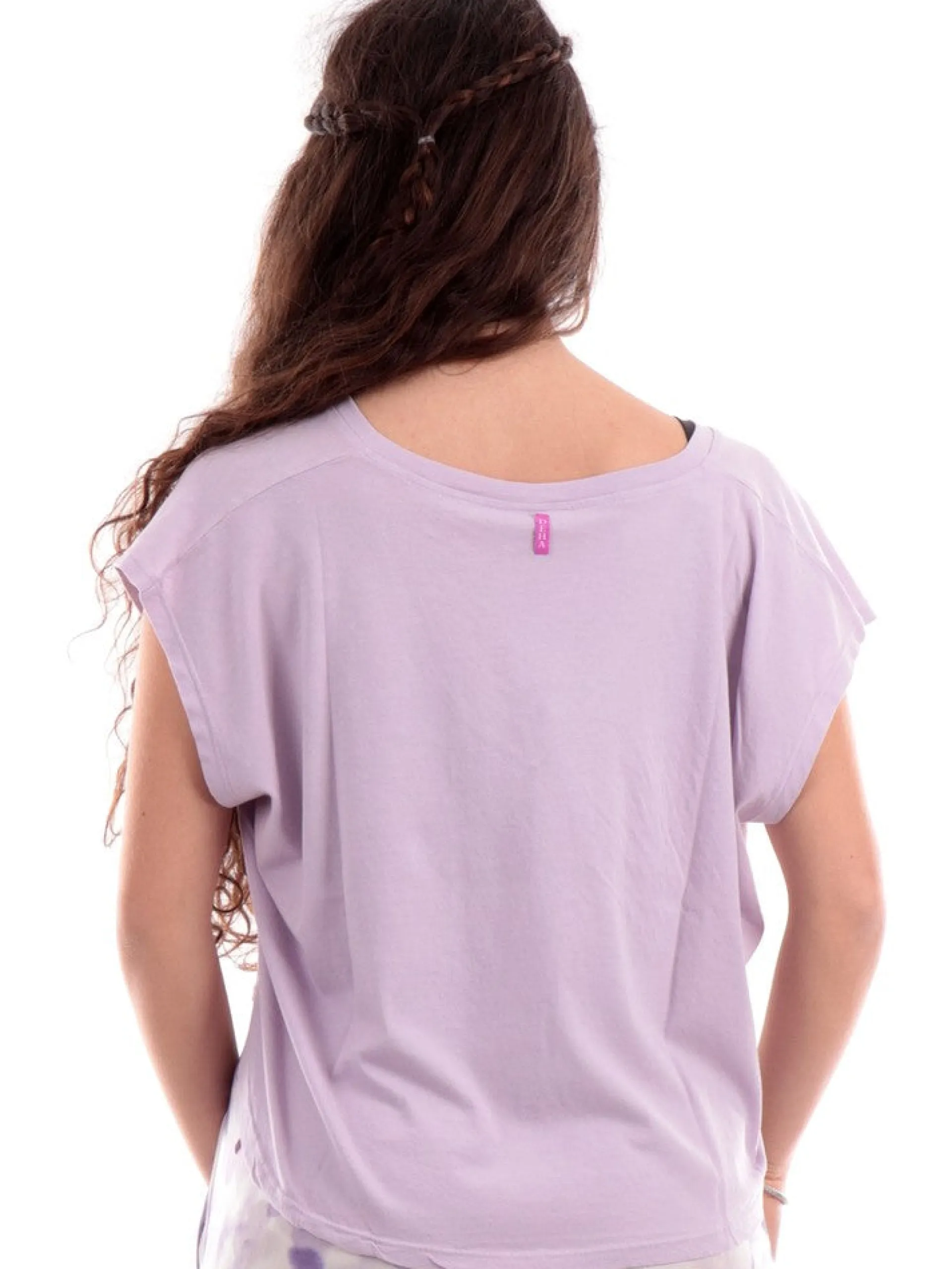DEHA T-Shirt*Maglia lilla da Donna over fit ampia crop A006821