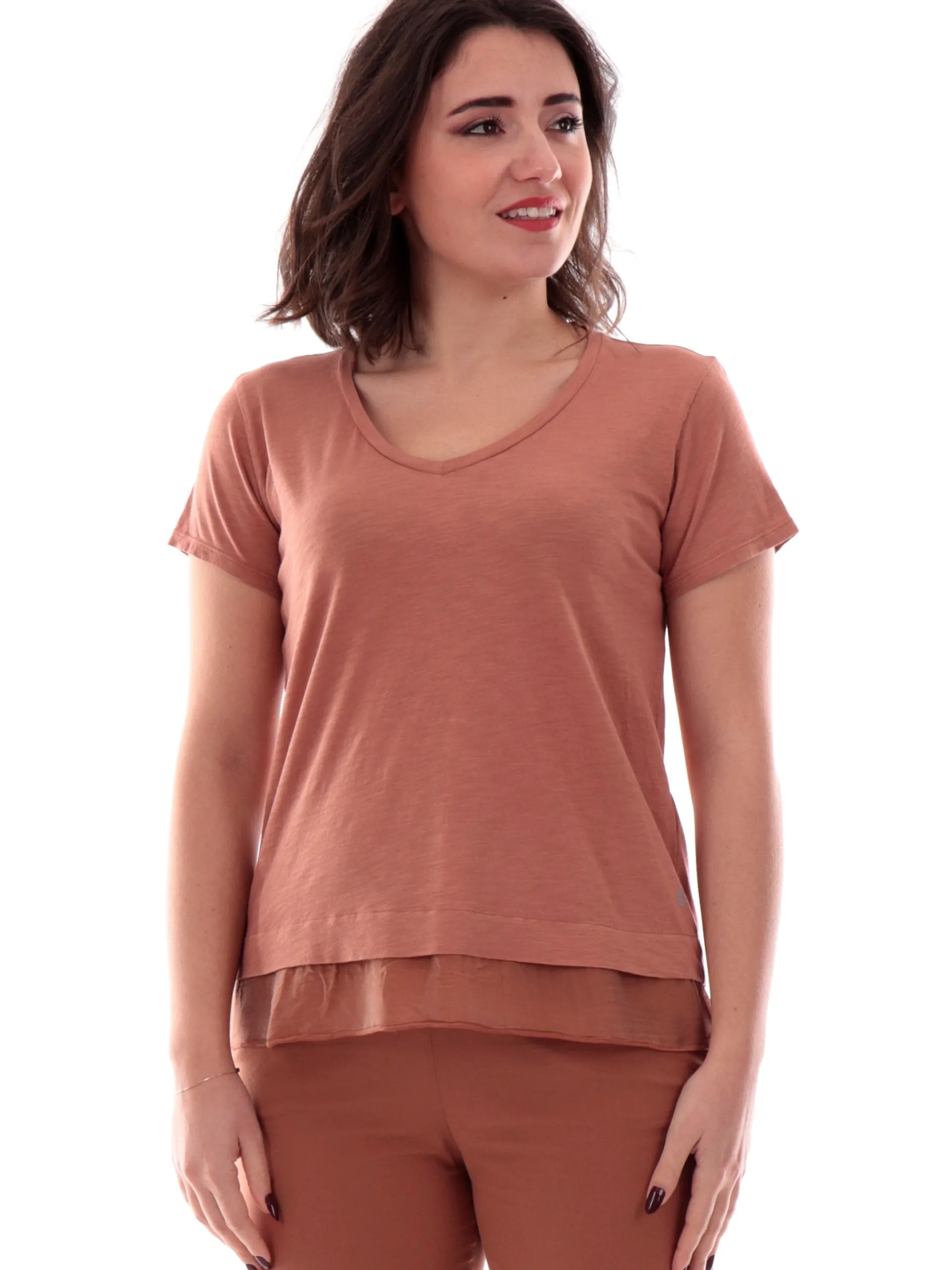 DEHA T-Shirt*Maglia marrone da donna velo sul fondo D2231137117