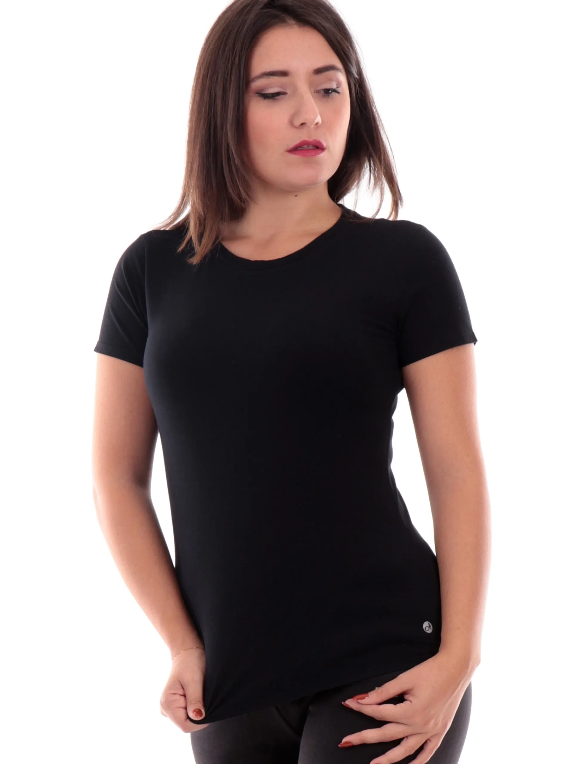 DEHA T-Shirt*Maglia nera da Donna maniche corte strech A00150