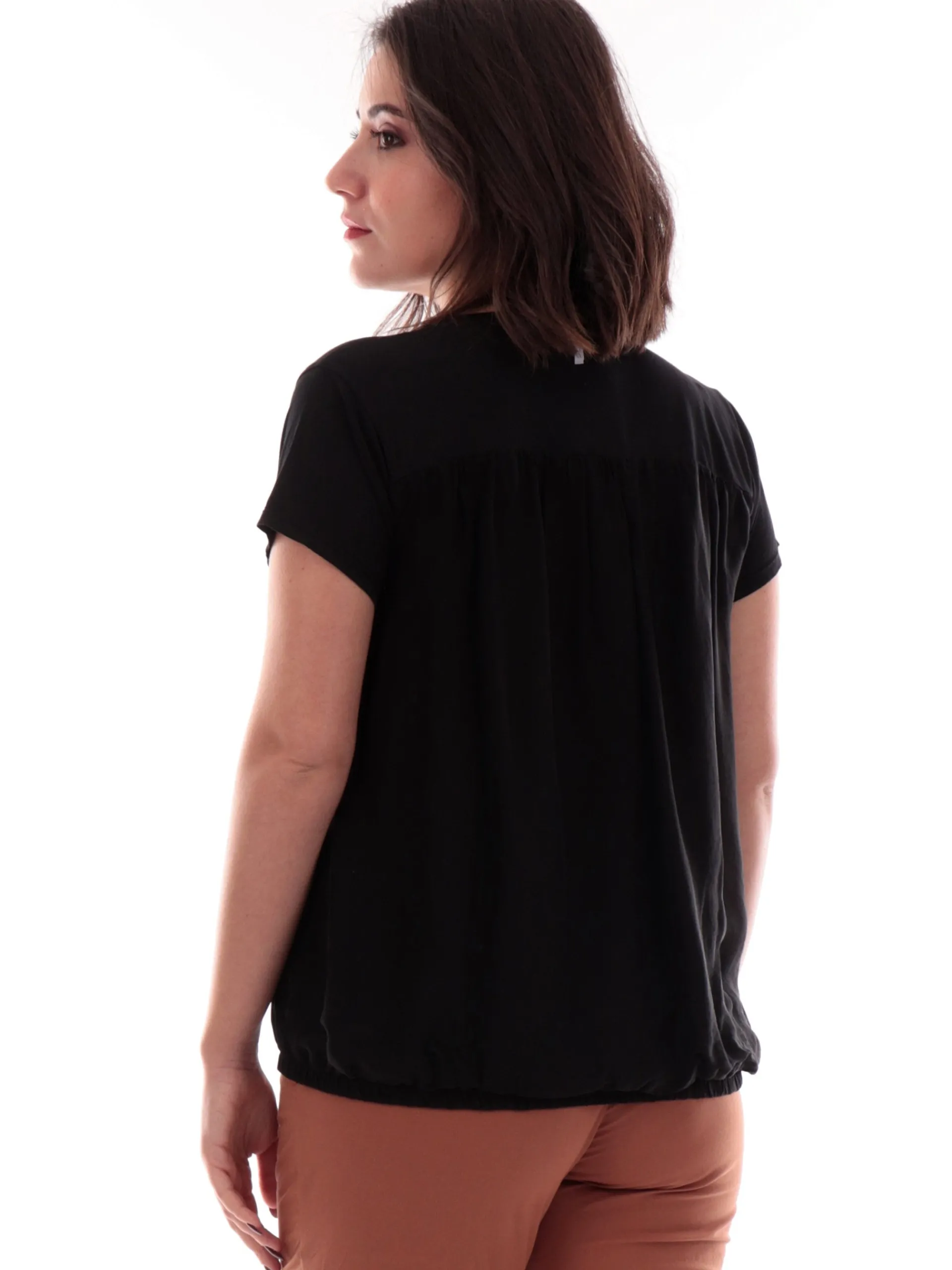 DEHA Maglie*Maglia Nera da donna doppio tessuto D22172