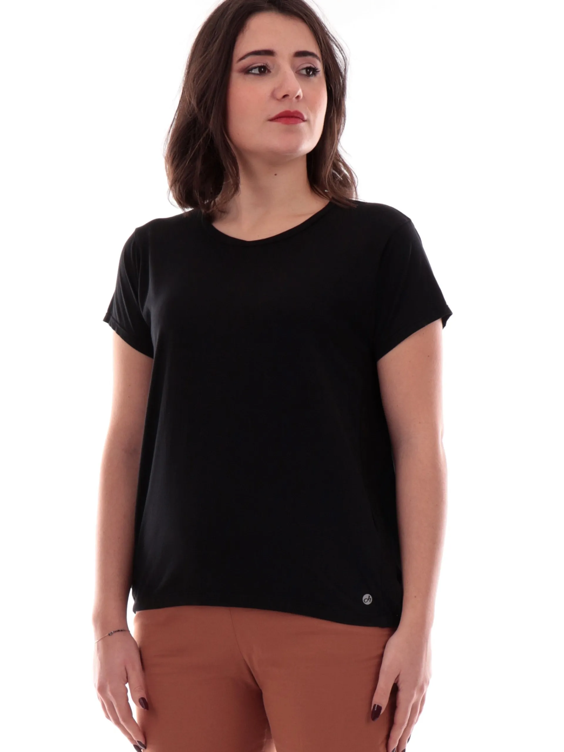 DEHA Maglie*Maglia Nera da donna doppio tessuto D22172