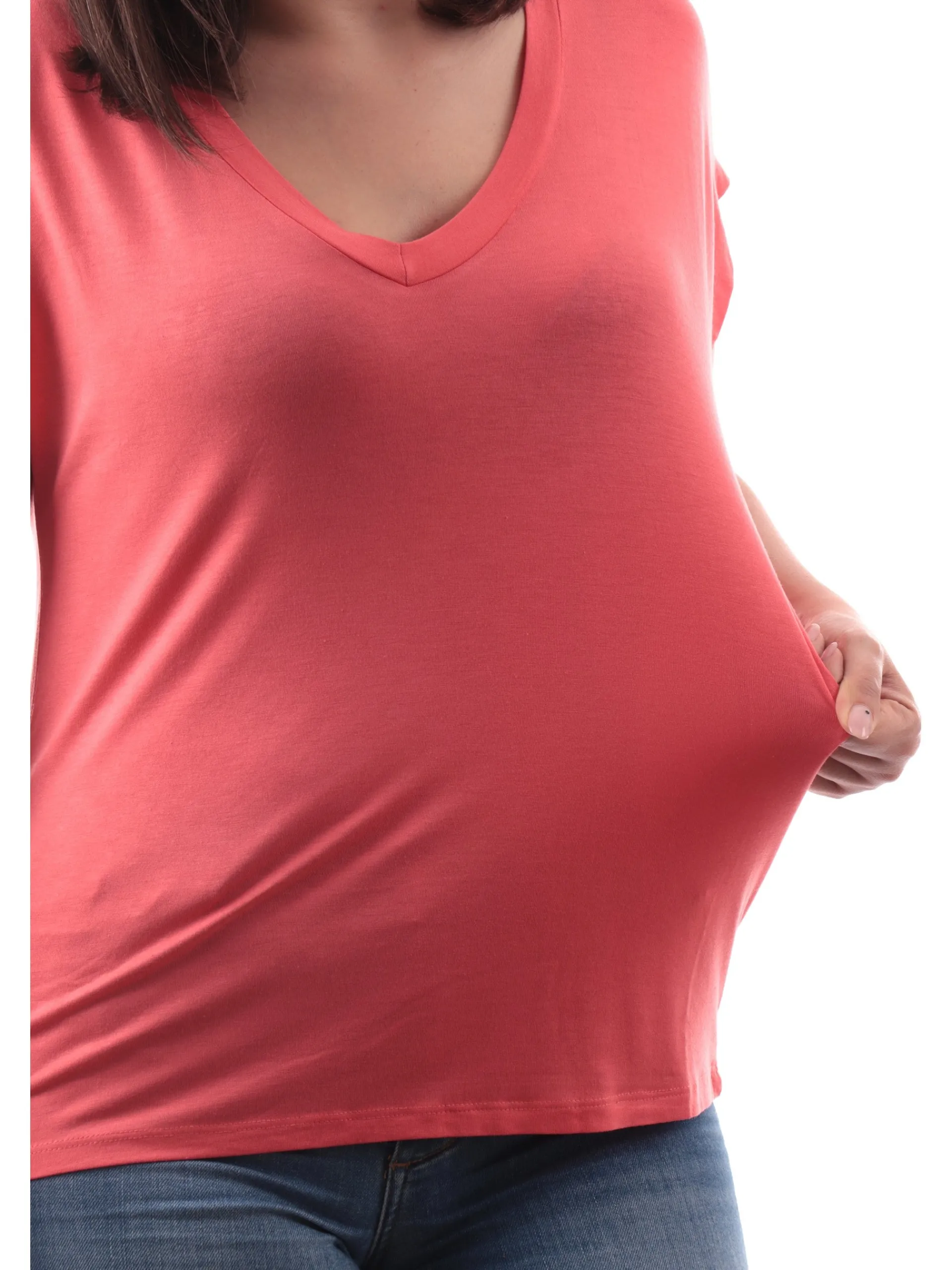 ONLY Maglie*Maglia donna rosa scollo a V maniche aletta 15315776