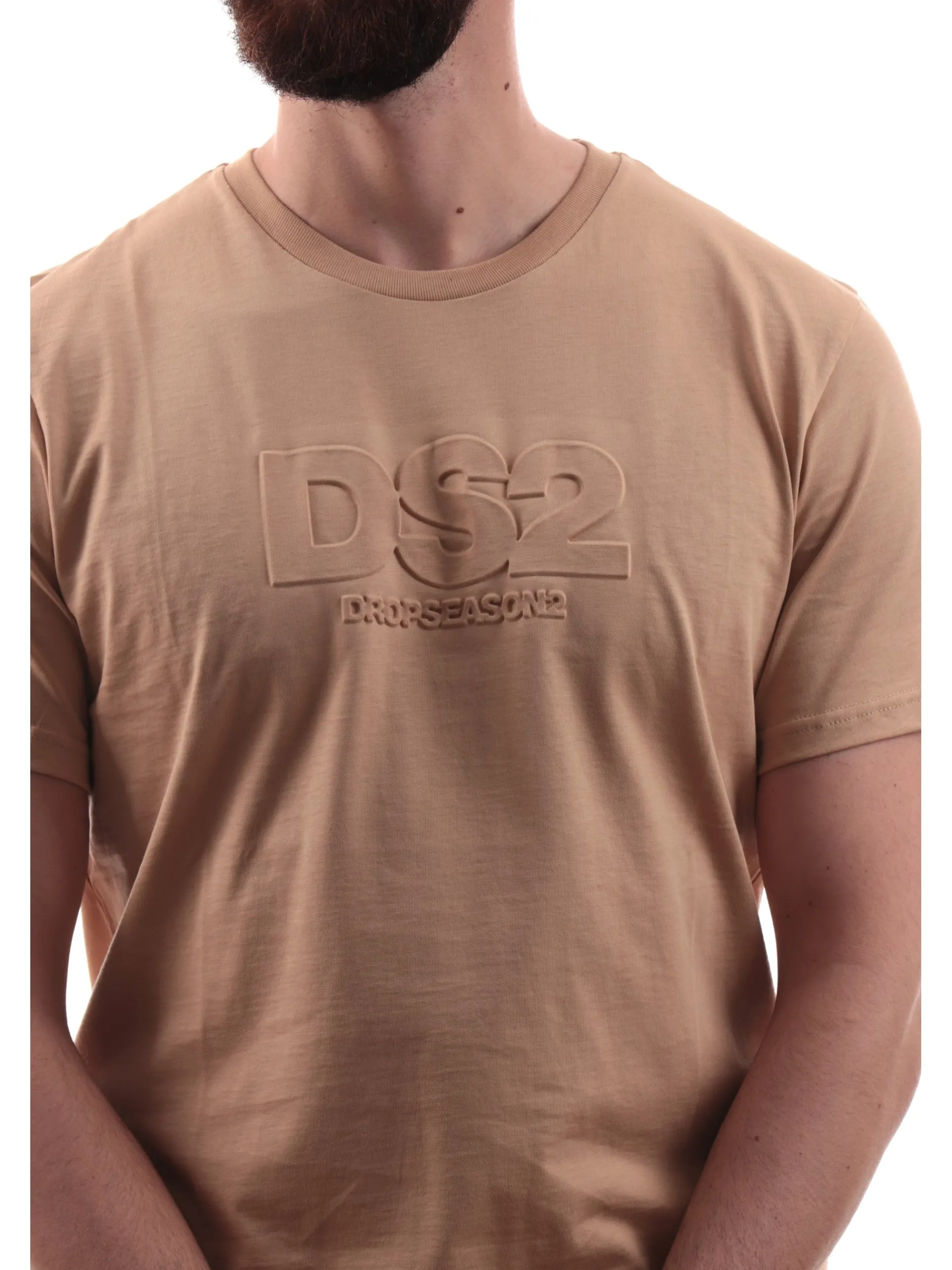DS2 T-Shirt*Maglia marrone da uomo patch tono su tono SS25213