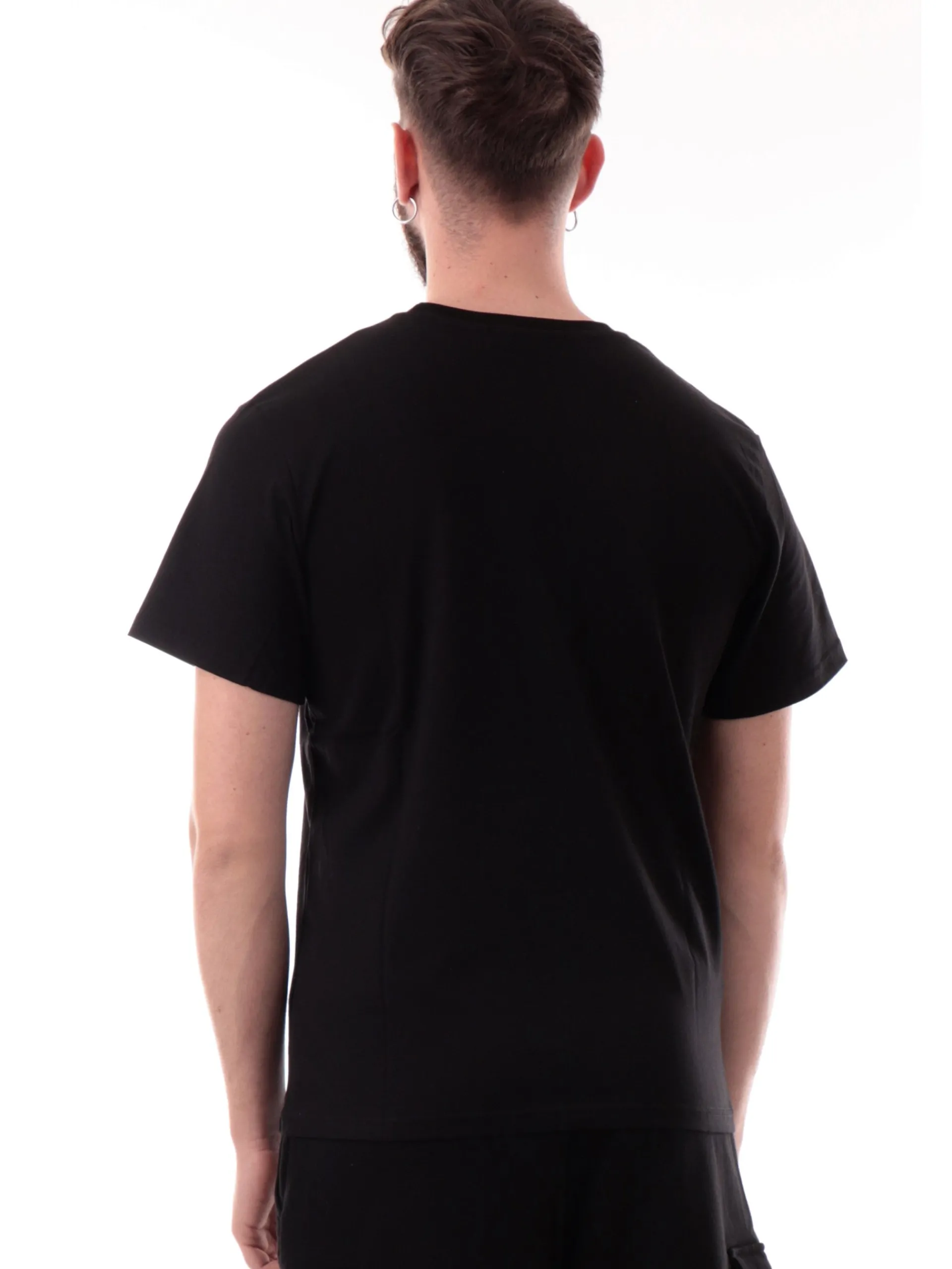 DS2 T-Shirt*Maglia nera da uomo logo bianco SS25292