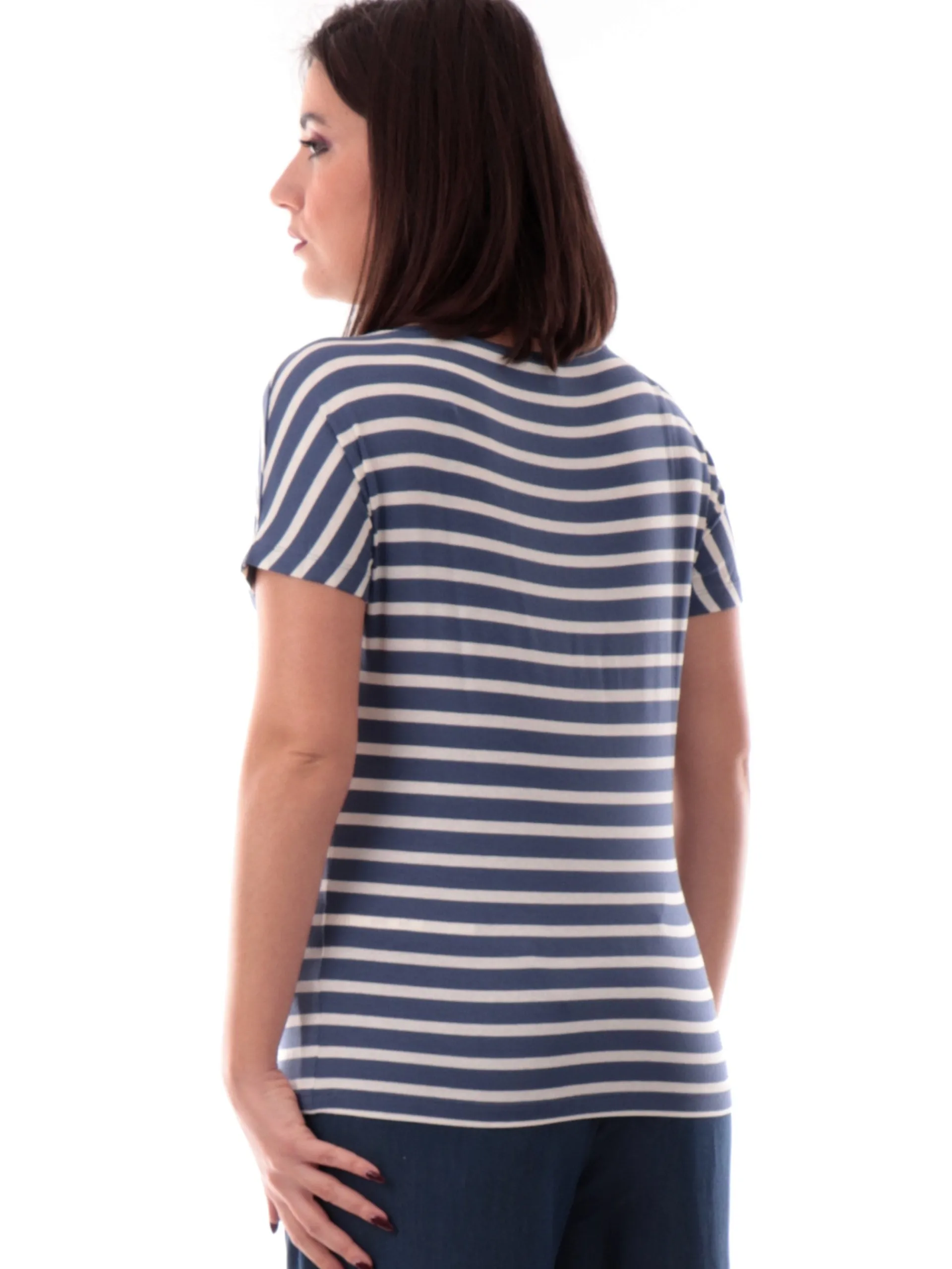 EMME MARELLA T-Shirt*Maglia blu a righe da donna maniche corte CONGO