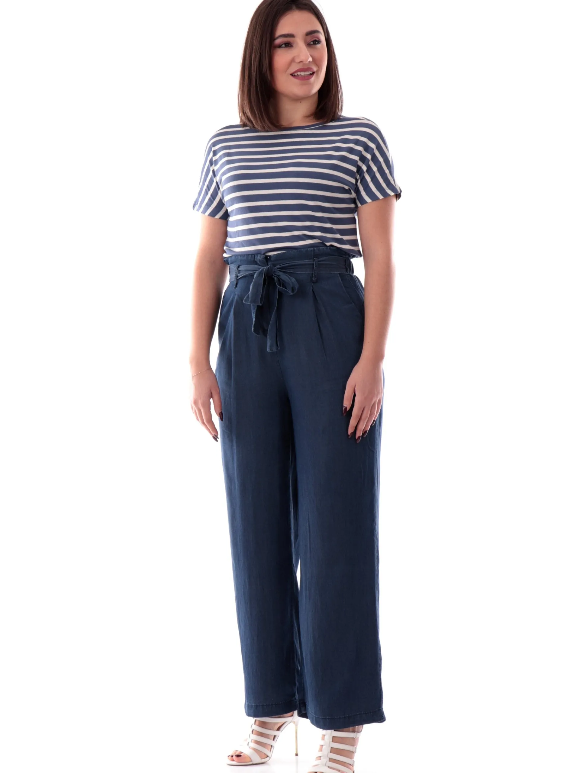EMME MARELLA T-Shirt*Maglia blu a righe da donna maniche corte CONGO