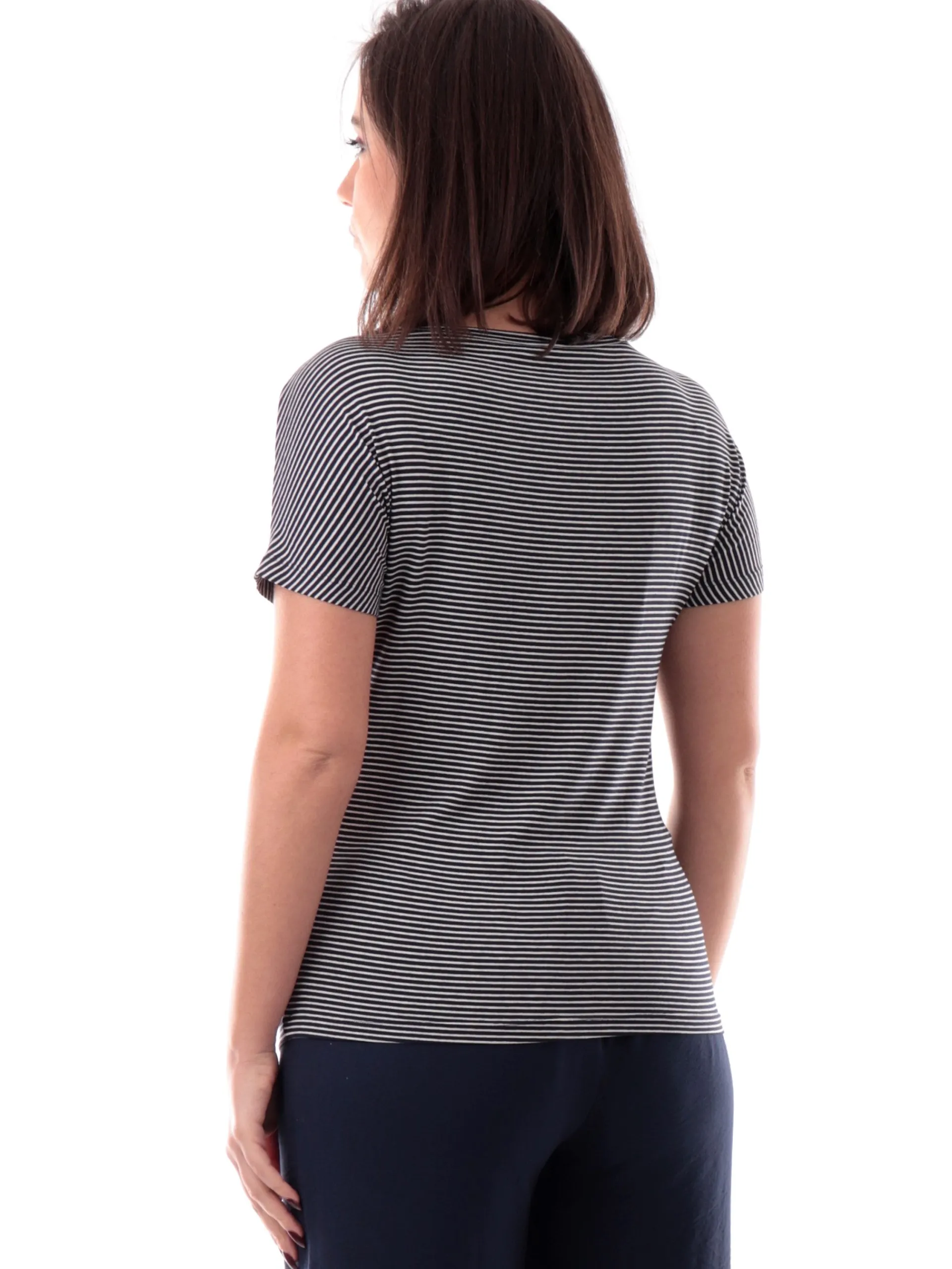 EMME MARELLA T-Shirt*Maglia nera a righe da donna maniche corte CONGO