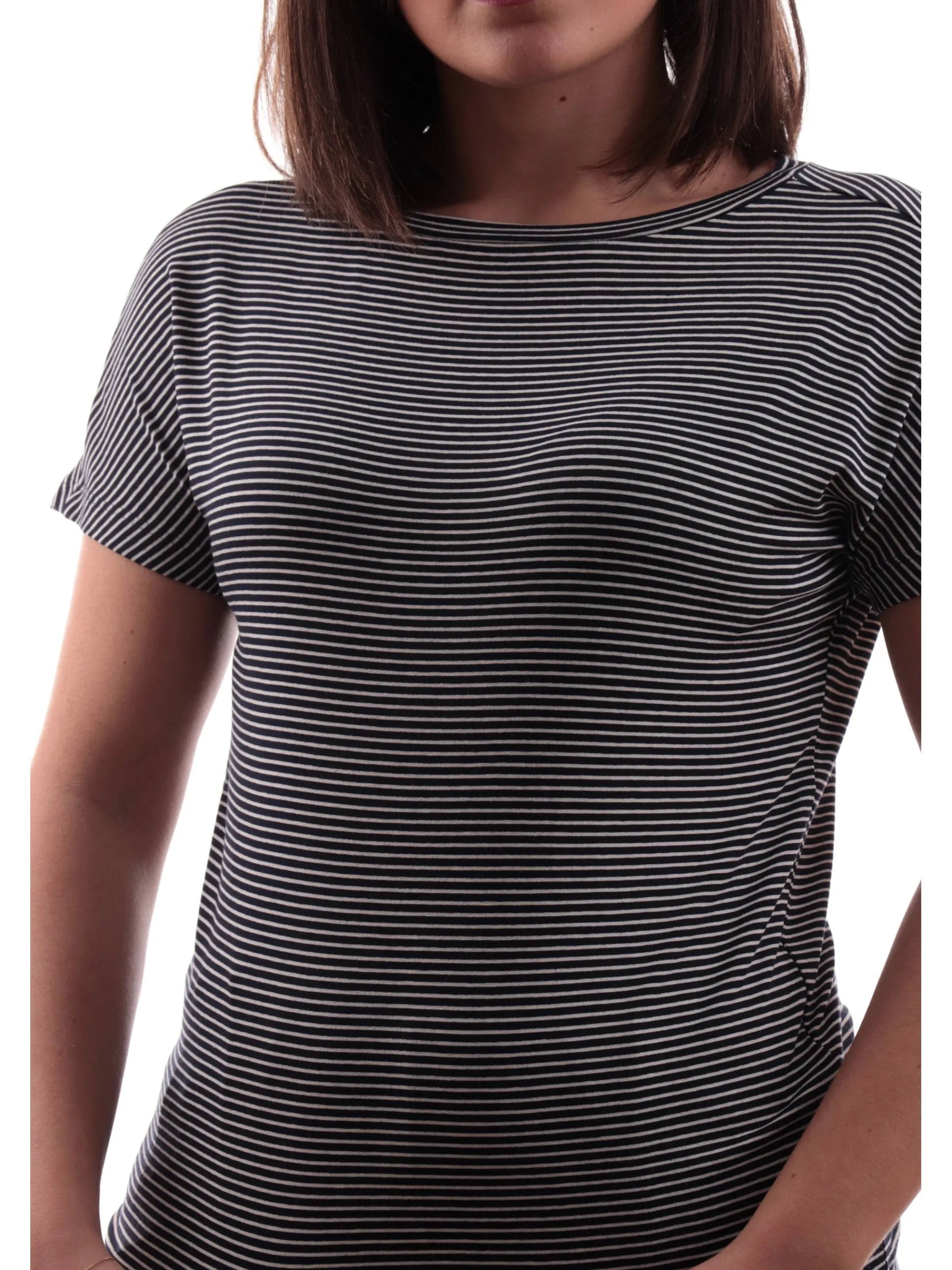 EMME MARELLA T-Shirt*Maglia nera a righe da donna maniche corte CONGO