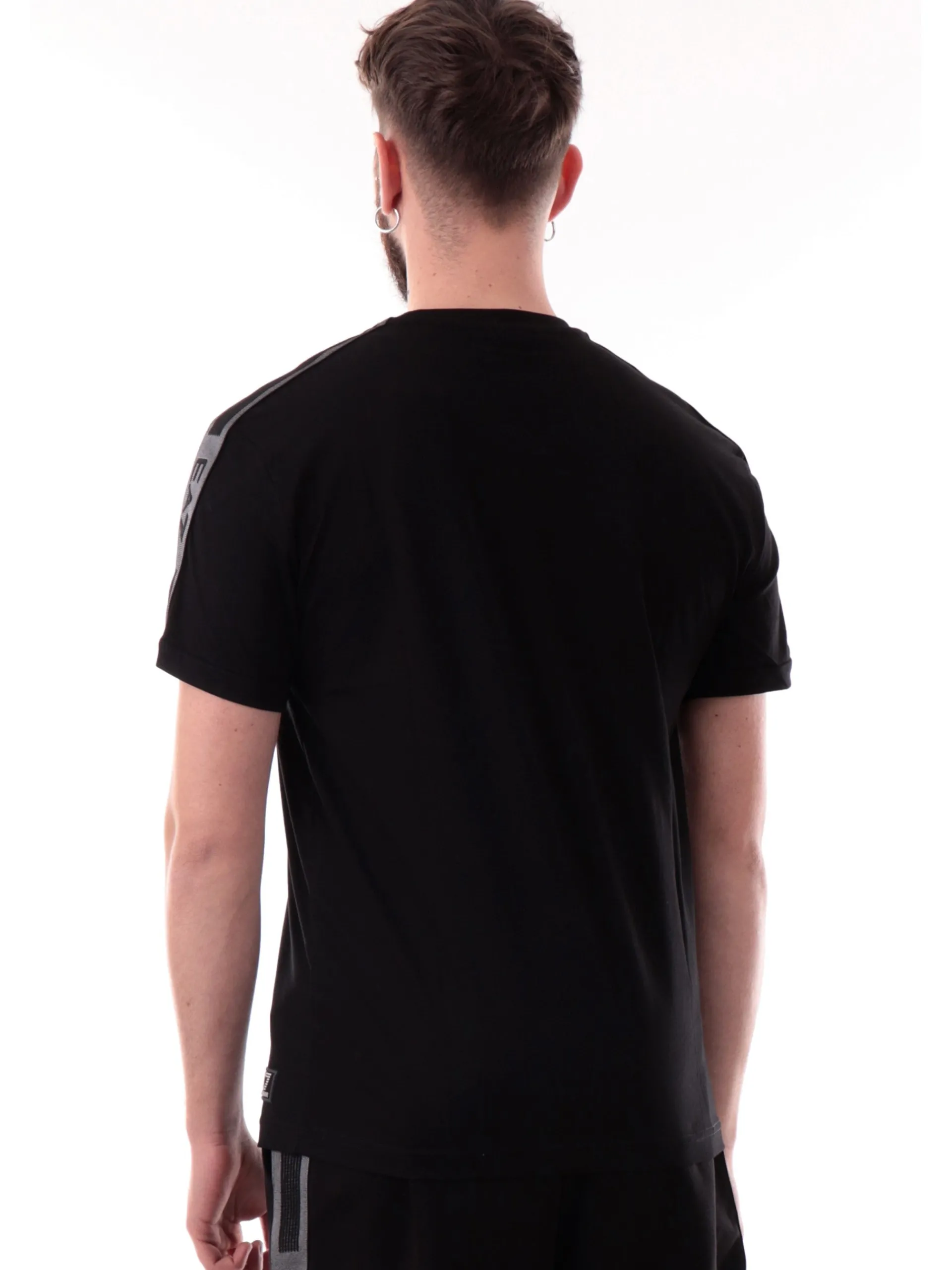 EMPORIO ARMANI 7 T-Shirt*Maglia Emporio Armani EA7 nera da uomo bande argento 7M000138AF10375