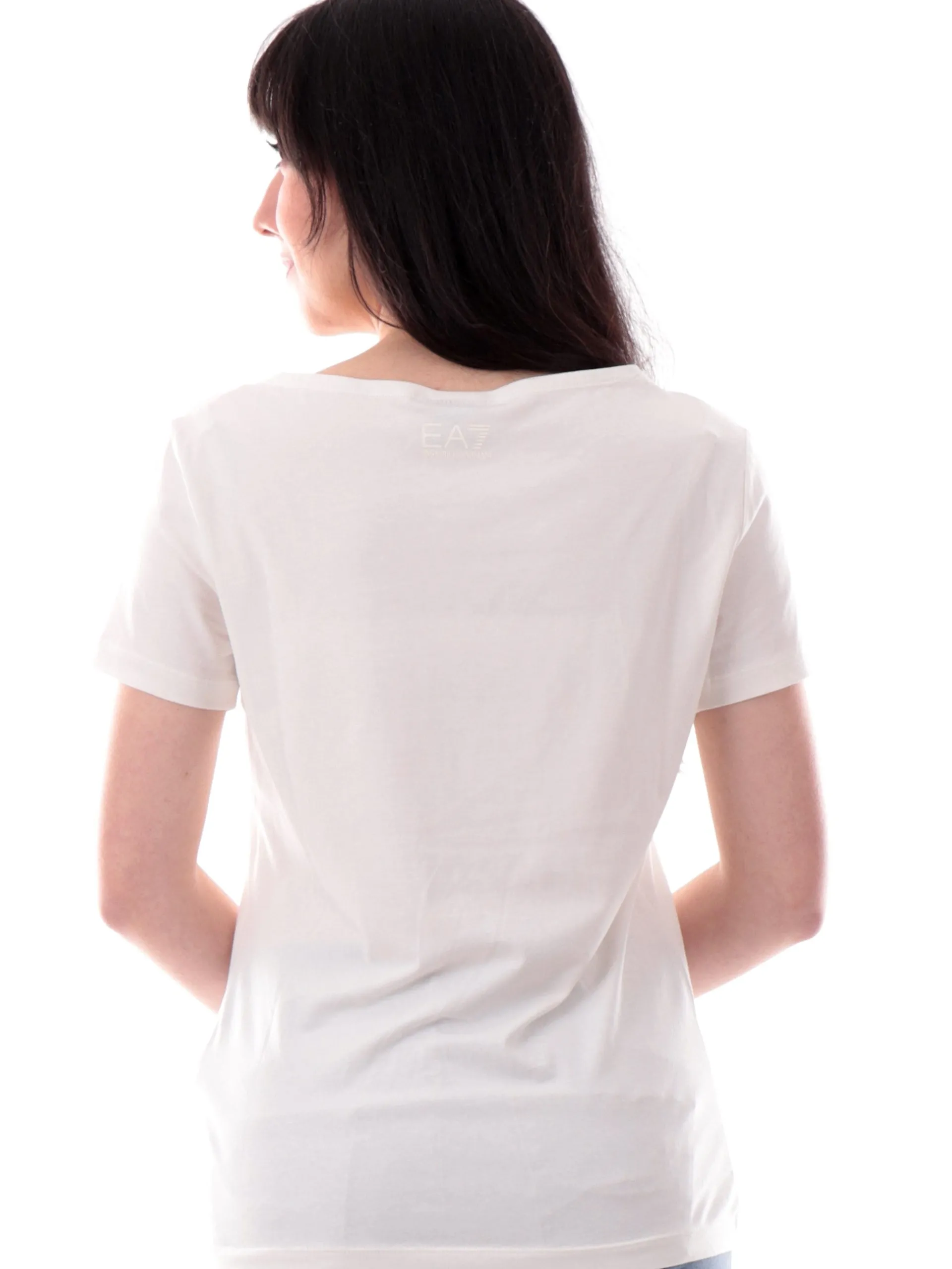 EMPORIO ARMANI 7 T-Shirt*Maglia Emporio Armani EA7 bianca girocollo da donna logo Armani ricamato 7W000184AF10373 U0005