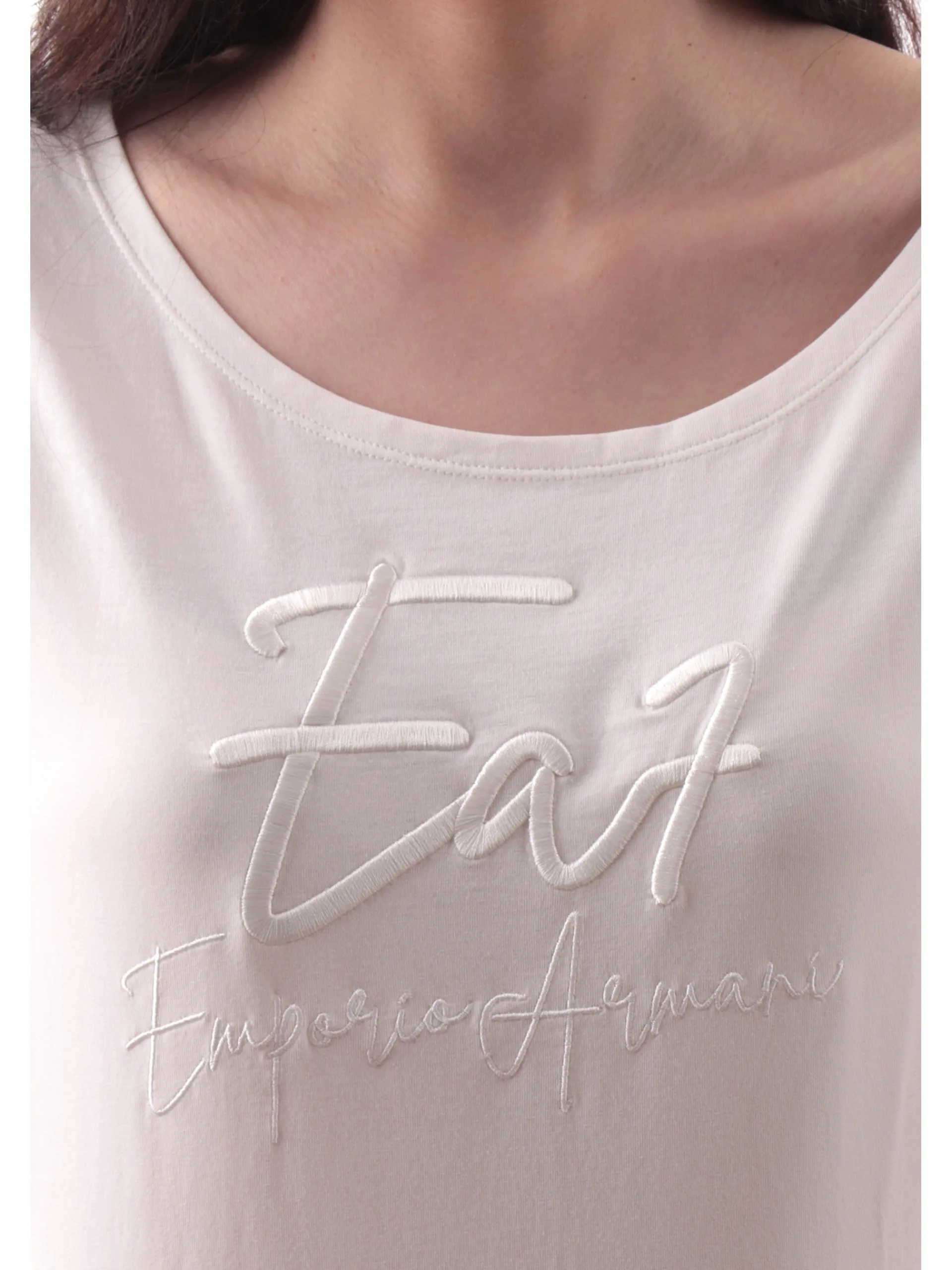 EMPORIO ARMANI 7 T-Shirt*Maglia Emporio Armani EA7 bianca girocollo da donna logo Armani ricamato 7W000184AF10373 U0005