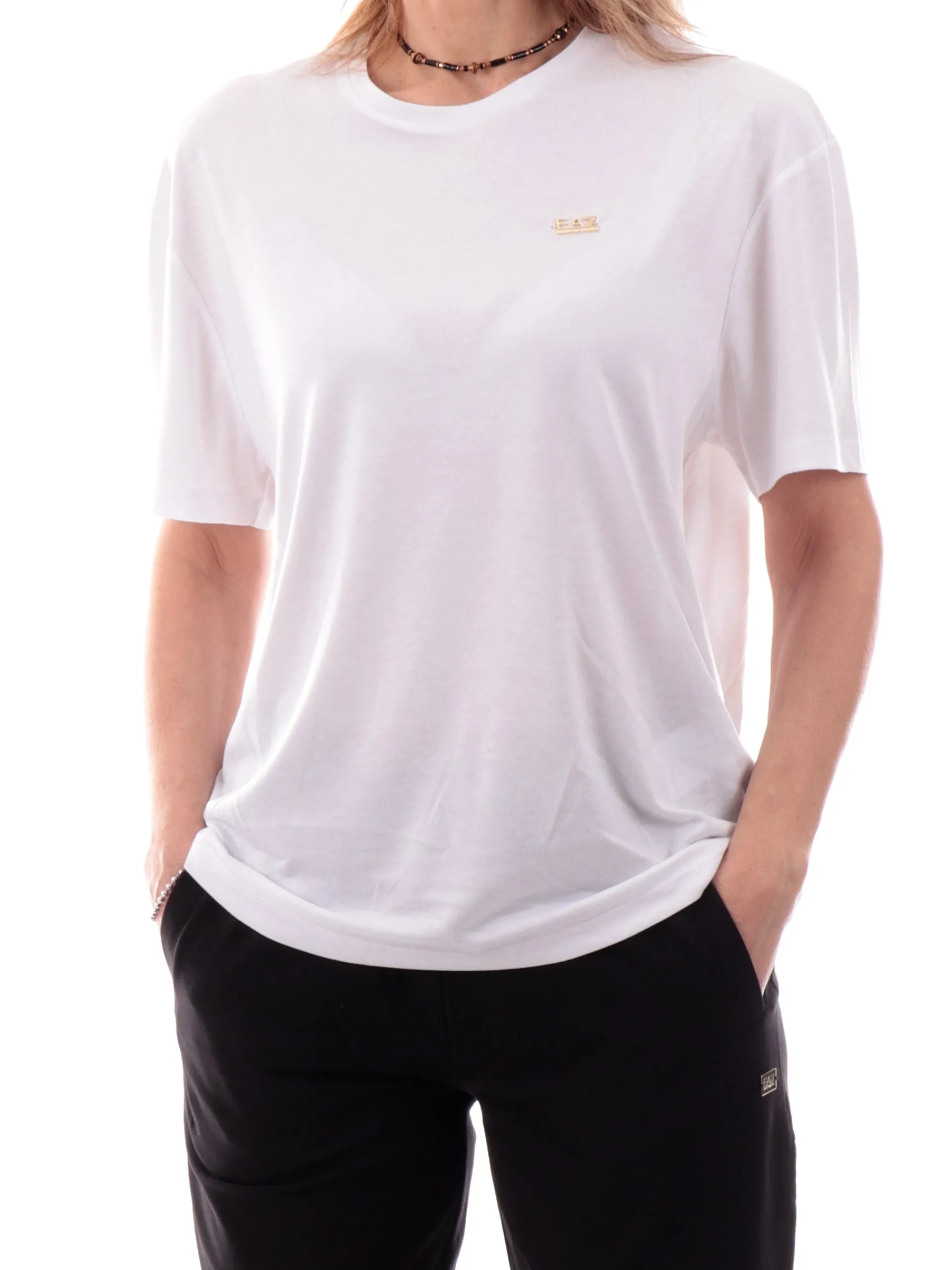 EMPORIO ARMANI 7 T-Shirt*Maglia Emporio Armani EA7 bianca da donna logo EA7 oro 7W000189AF13919 U0002