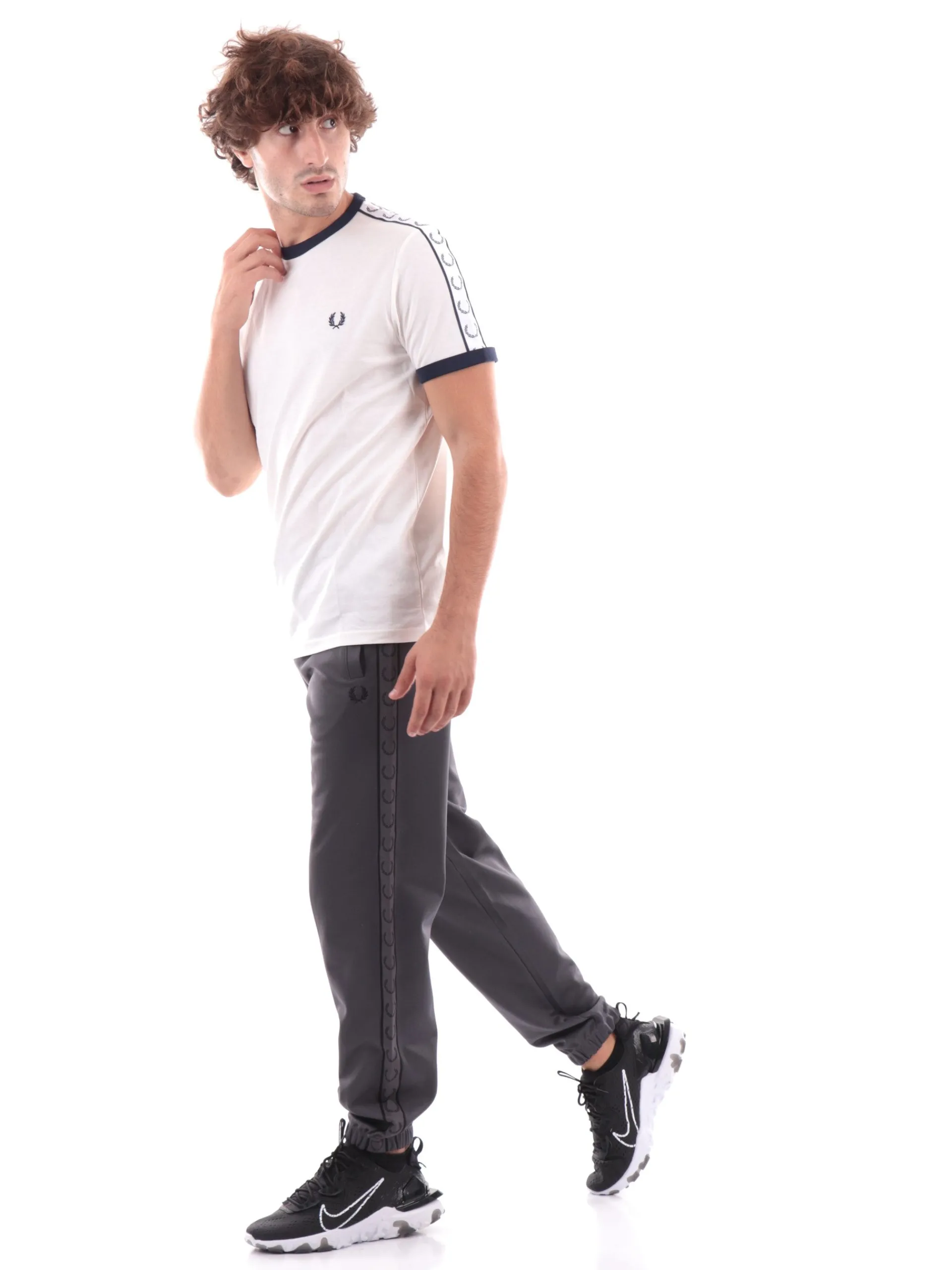 FRED PERRY T-Shirt*Maglia bianca da uomo Taped Ringer M4620