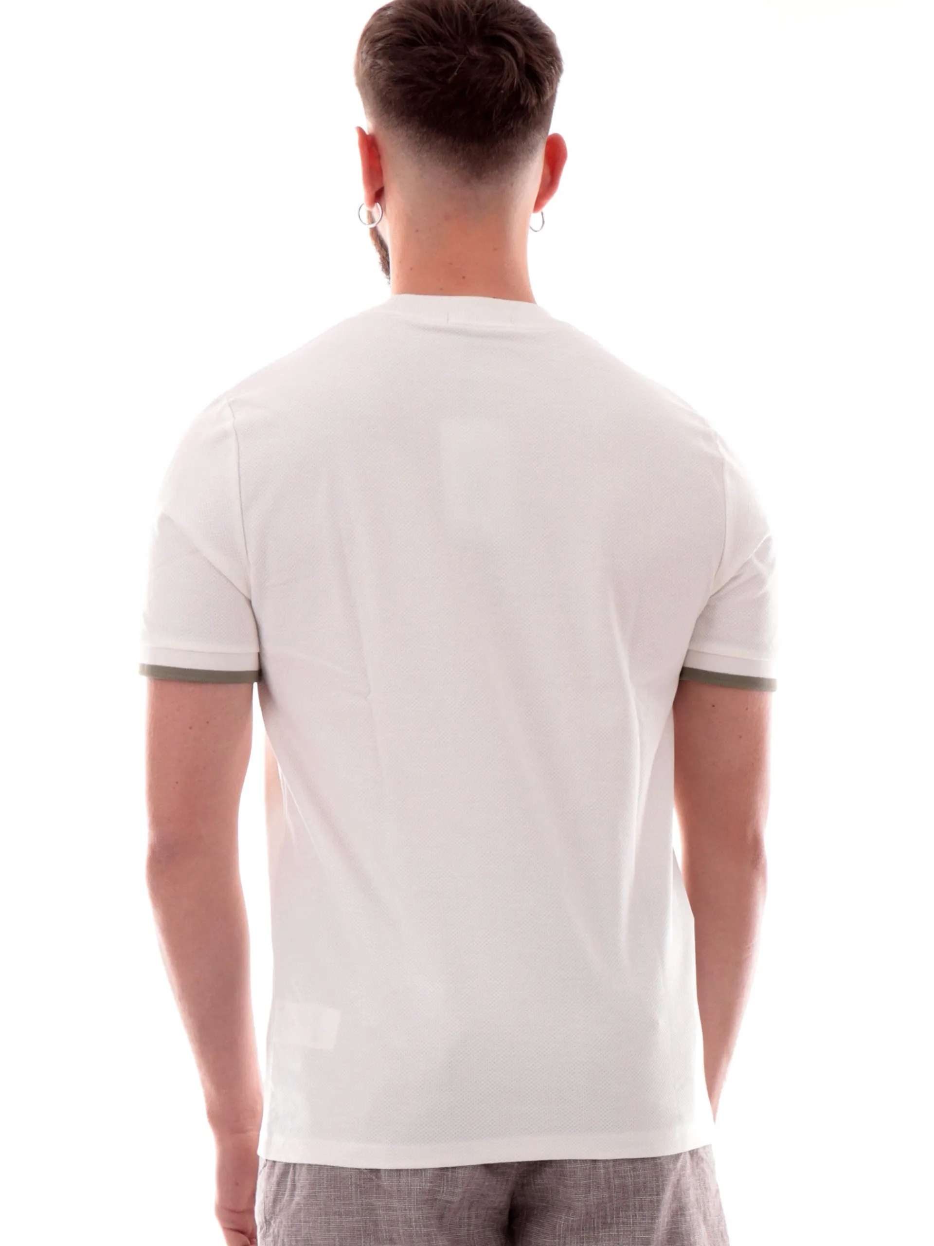 FRED PERRY T-Shirt*Maglia bianca nido d'ape da uomo cotone piquet M4654
