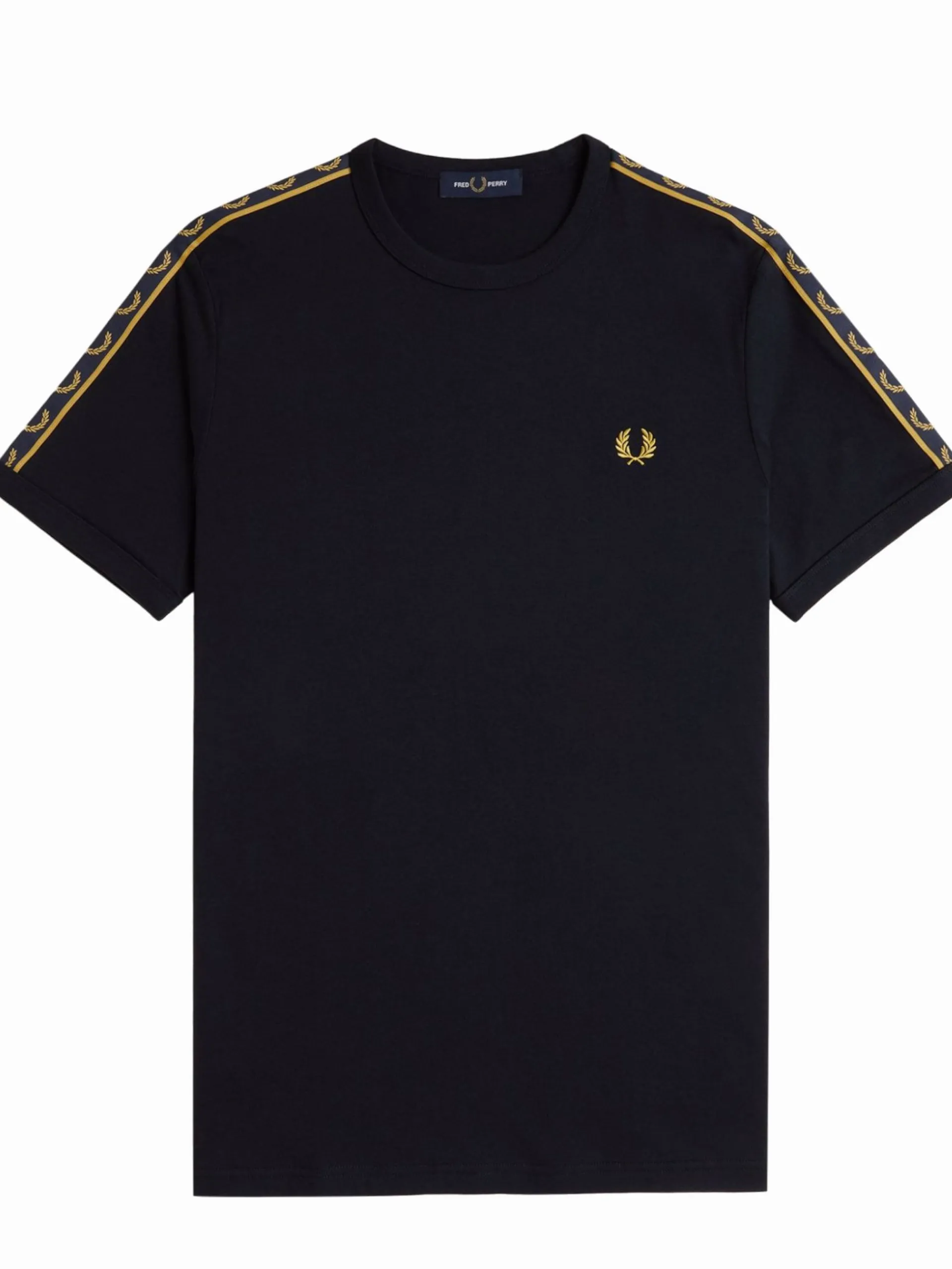 FRED PERRY T-Shirt*Maglia blu da uomo bande logate oro M4613