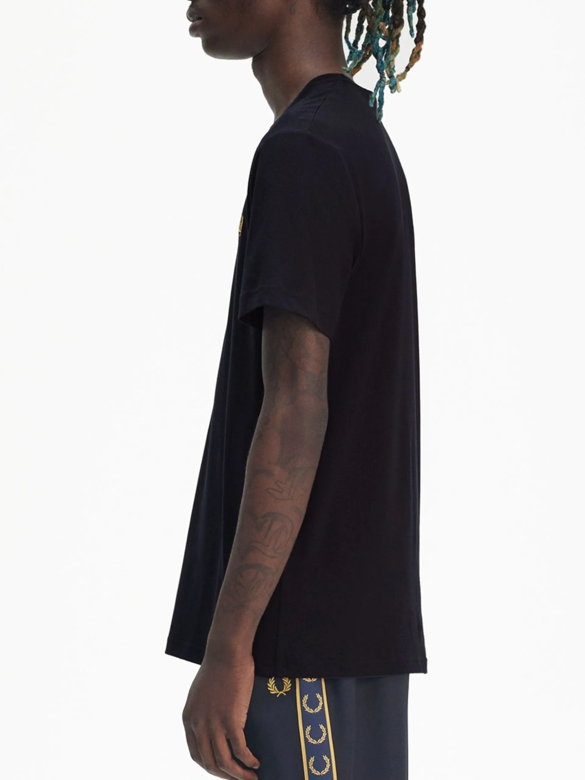 FRED PERRY T-Shirt*Maglia blu navy da uomo logo oro Crew Neck M1600