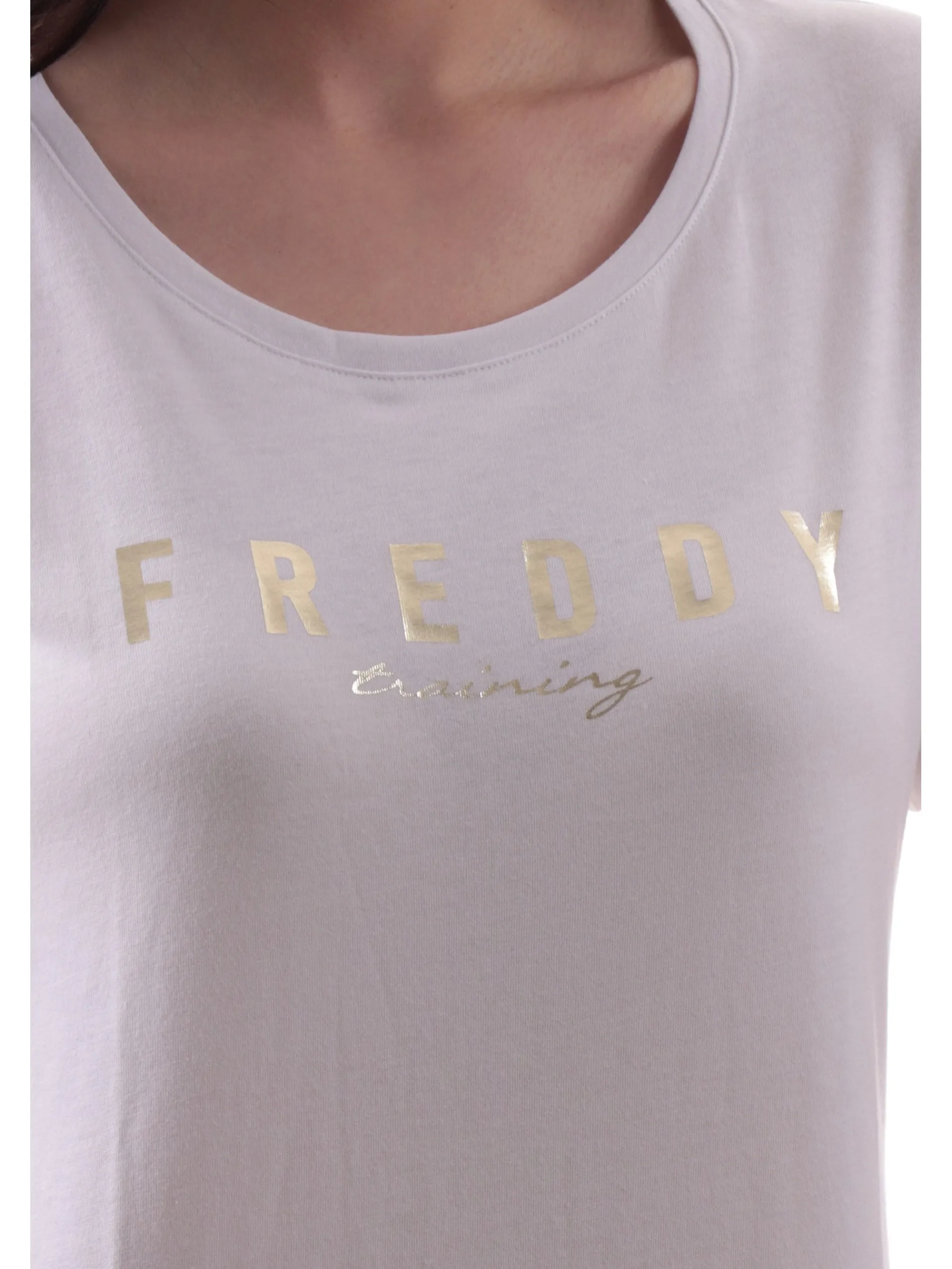 FREDDY T-Shirt*Maglia bianca girocollo da donna stampa oro S25WTRT2