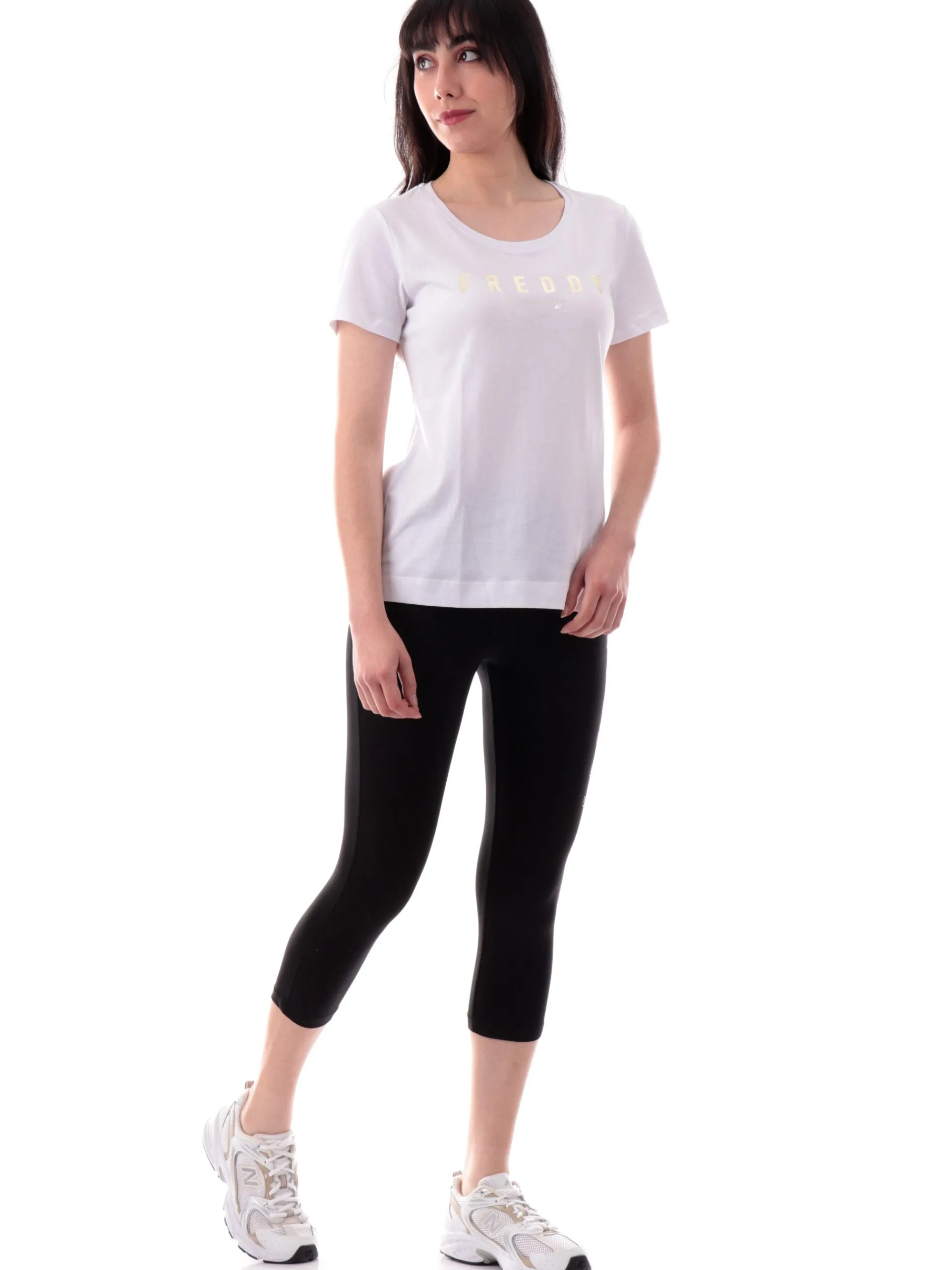 FREDDY T-Shirt*Maglia bianca girocollo da donna stampa oro S25WTRT2