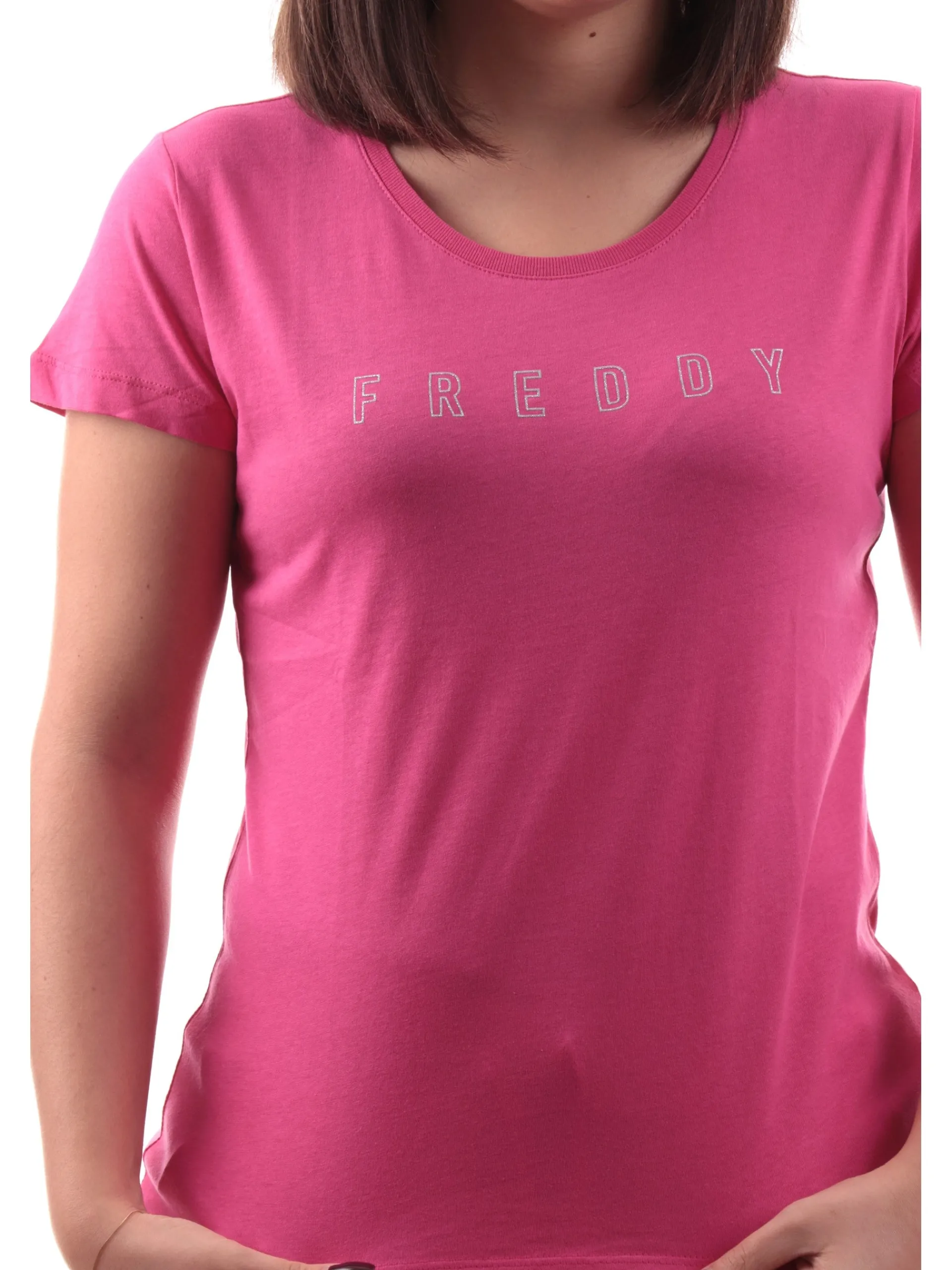 FREDDY T-Shirt*Maglia fucsia da donna logo con glitter S25WCYLT1